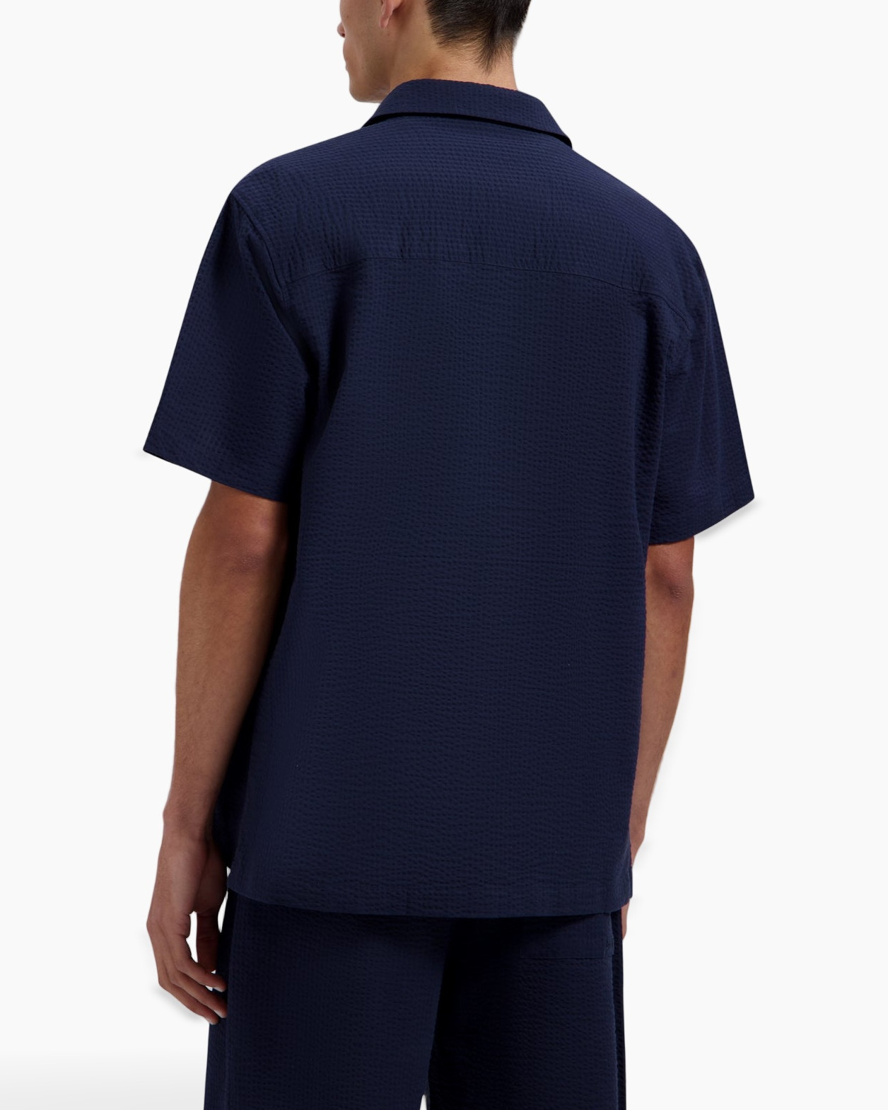 short-sleeve shirt, navy shirt, button-up, pocket, lounge set top