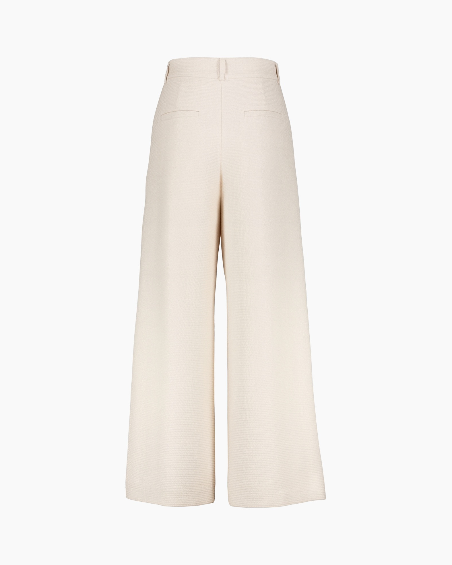 wide-leg, cream, trousers, back view, high-waist