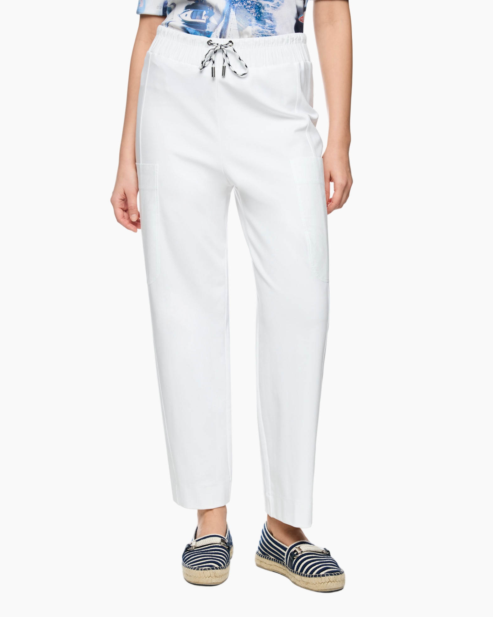 pants, white, drawstring, pockets, casual