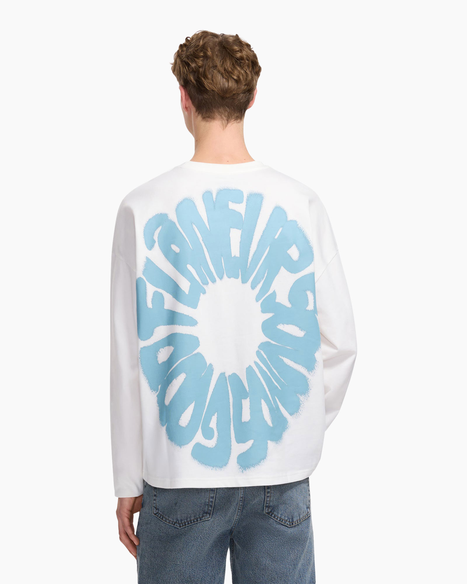 longsleeve, white, graphic, logo, casual