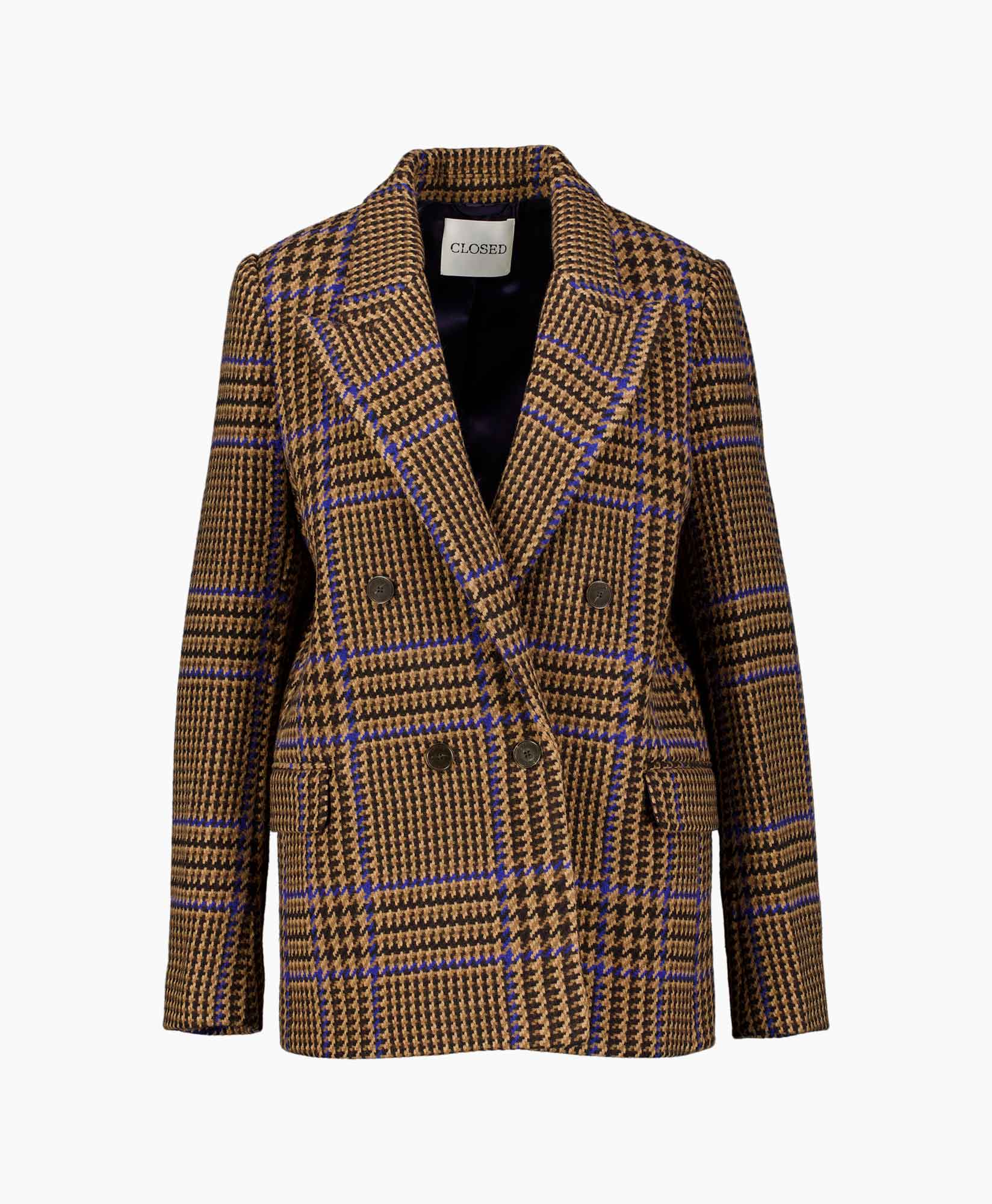blazer, plaid, houndstooth, double-breasted, brown