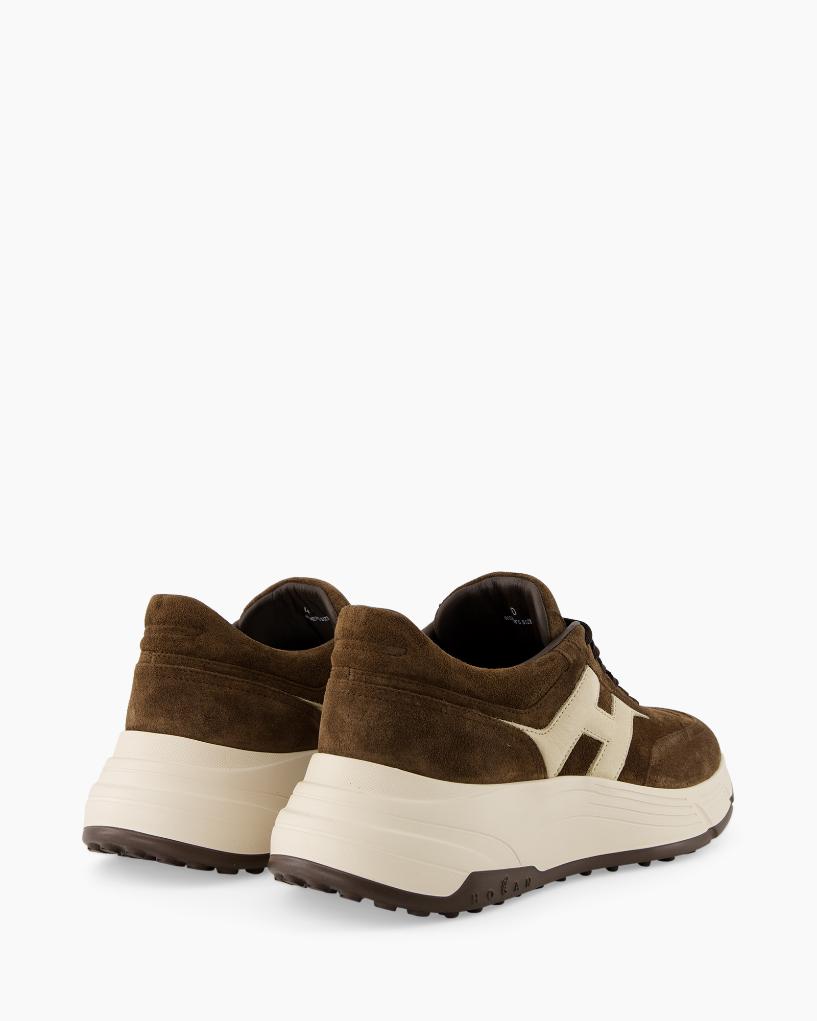 sneakers, brown, suede, platform, backview