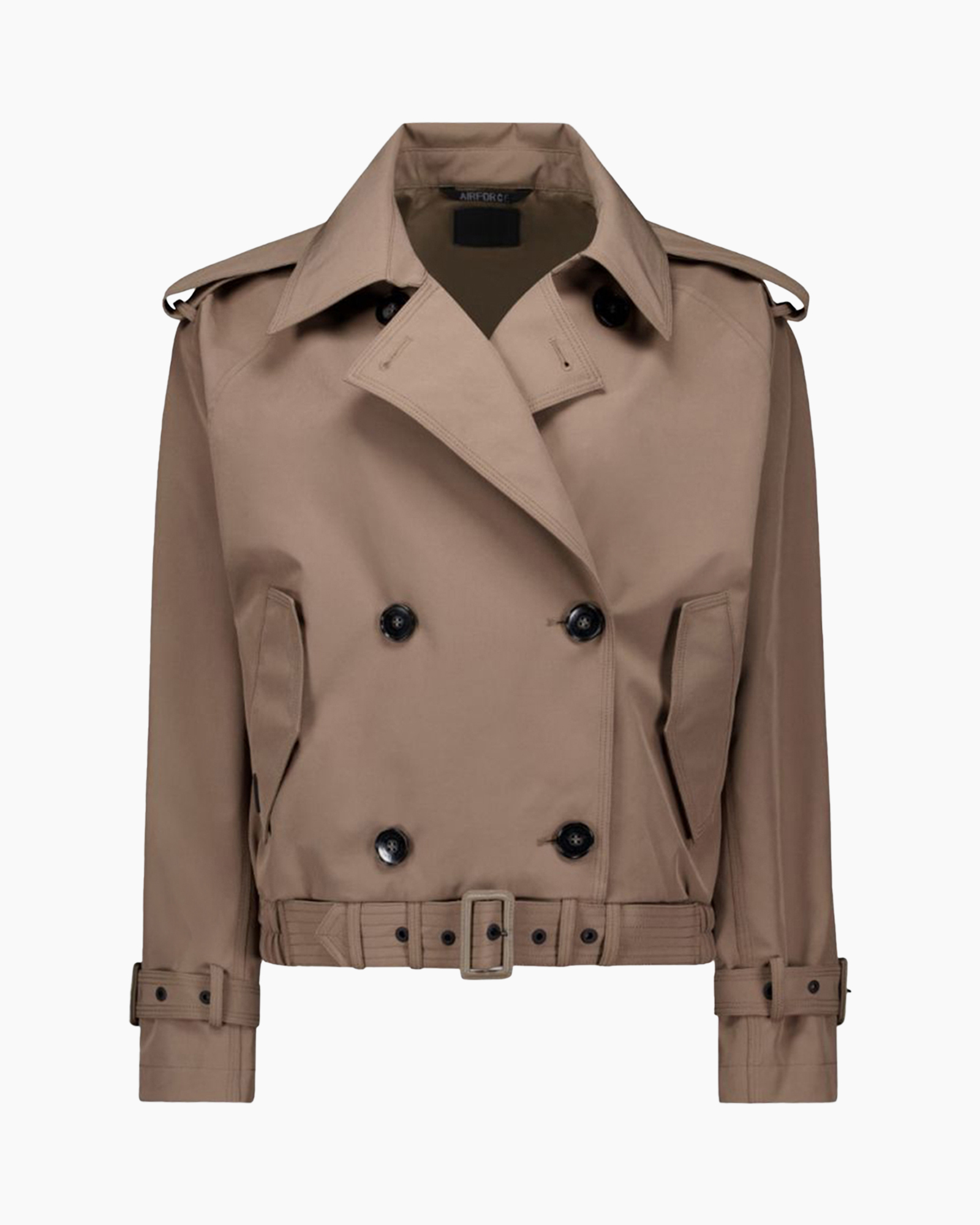 trench coat, double-breasted, beige, belted, epaulettes