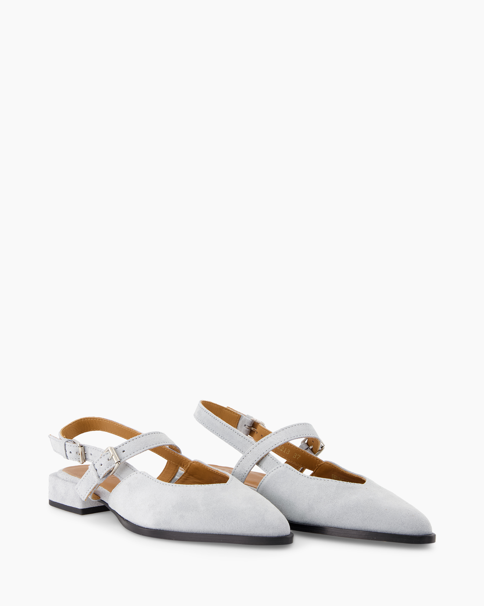 woman flats, pointed toe, strappy, buckle, suede