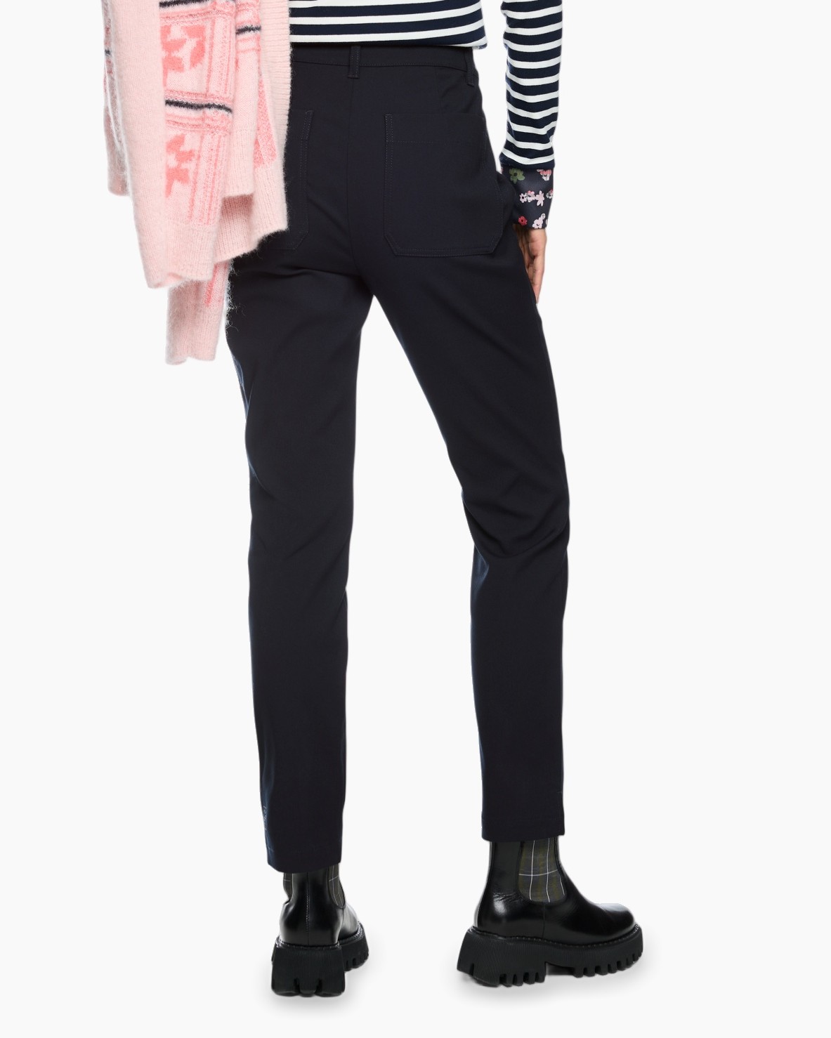 pants, darknavy, slimfit, backpockets, anklelength