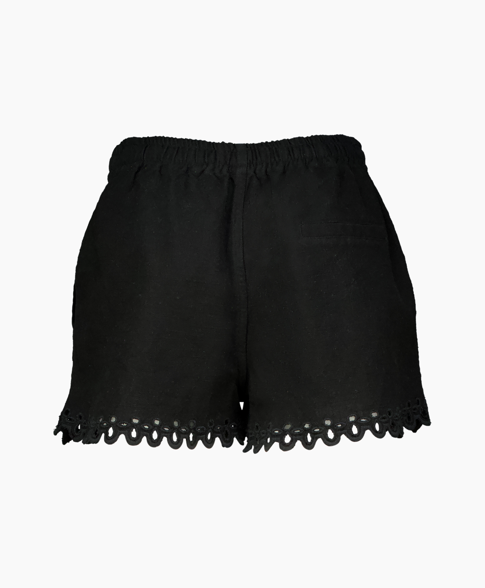 shorts, black, drawstring, lace trim, casual