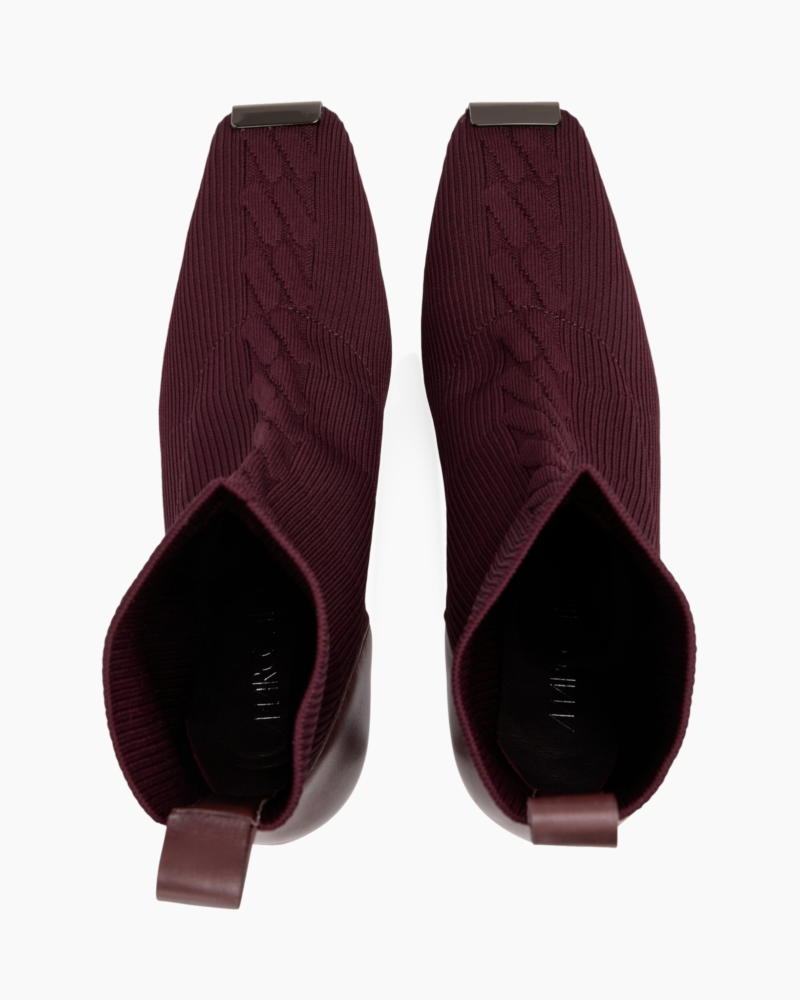 ankle boots, knit texture, burgundy, pull tab, slip-on, ankle boots, knit upper, burgundy, pull tabs, square toe
