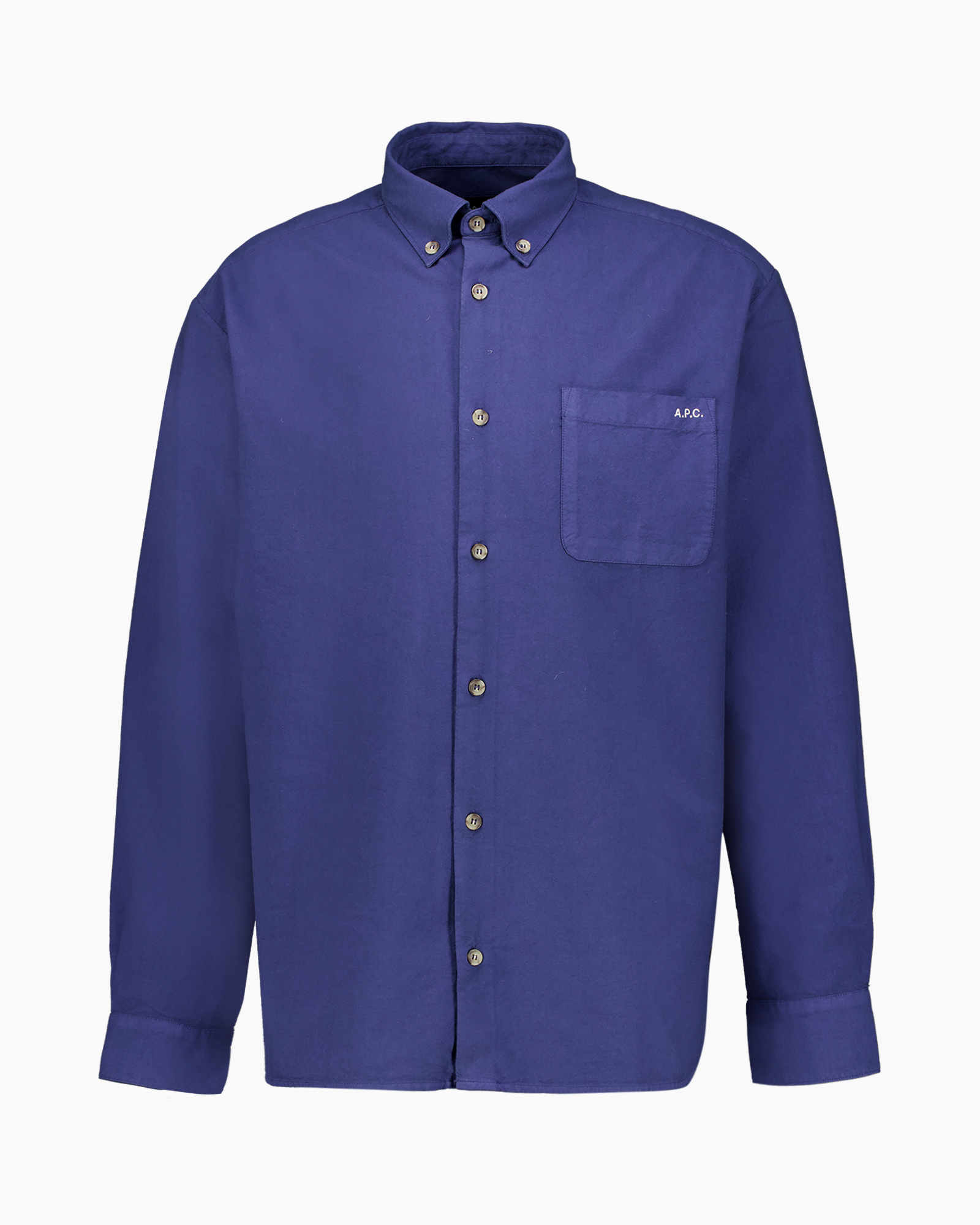 button-down, shirt, long-sleeve, pocket, solid-color