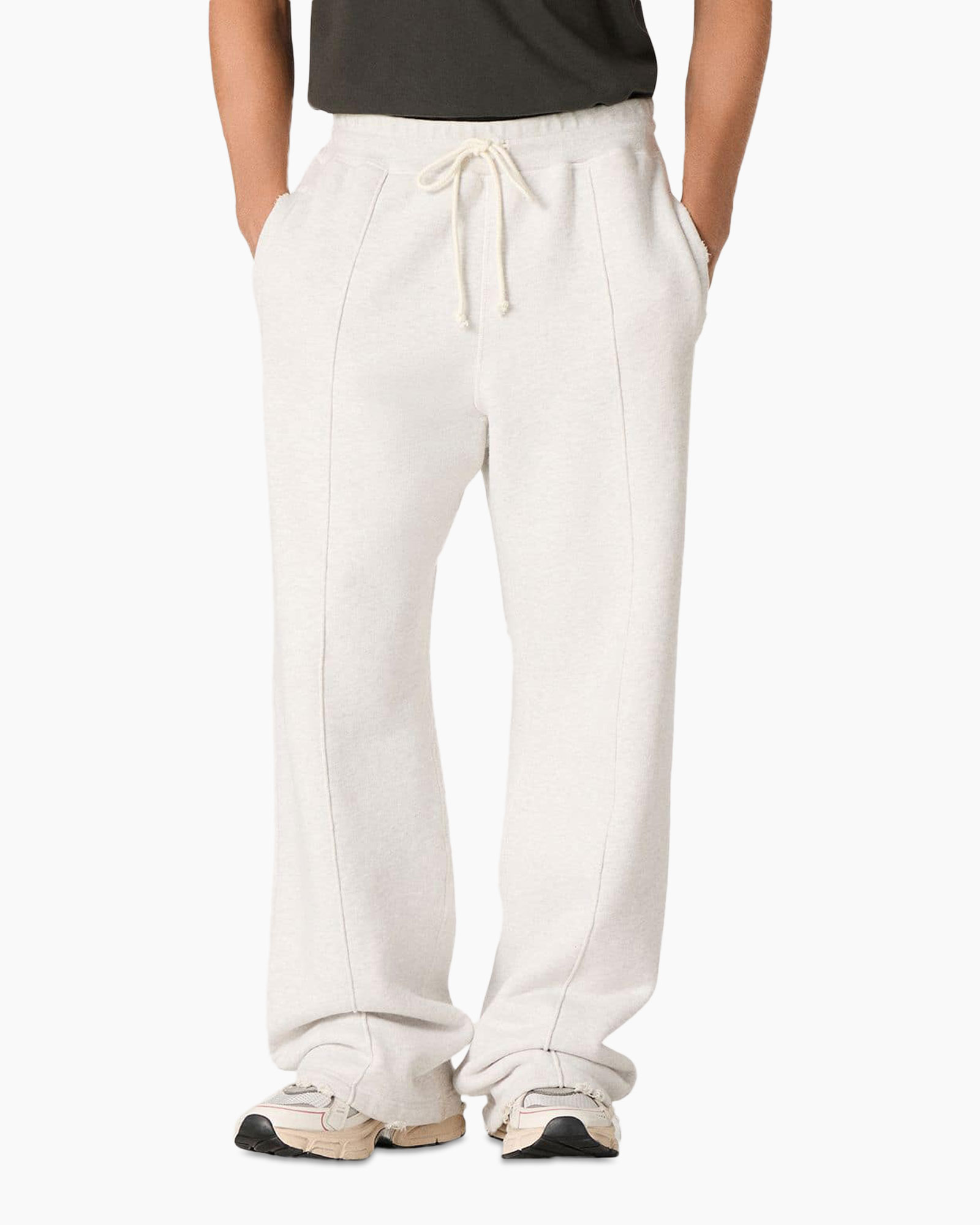 sweatpants, drawstring, workout pants, cream color, flared fit
