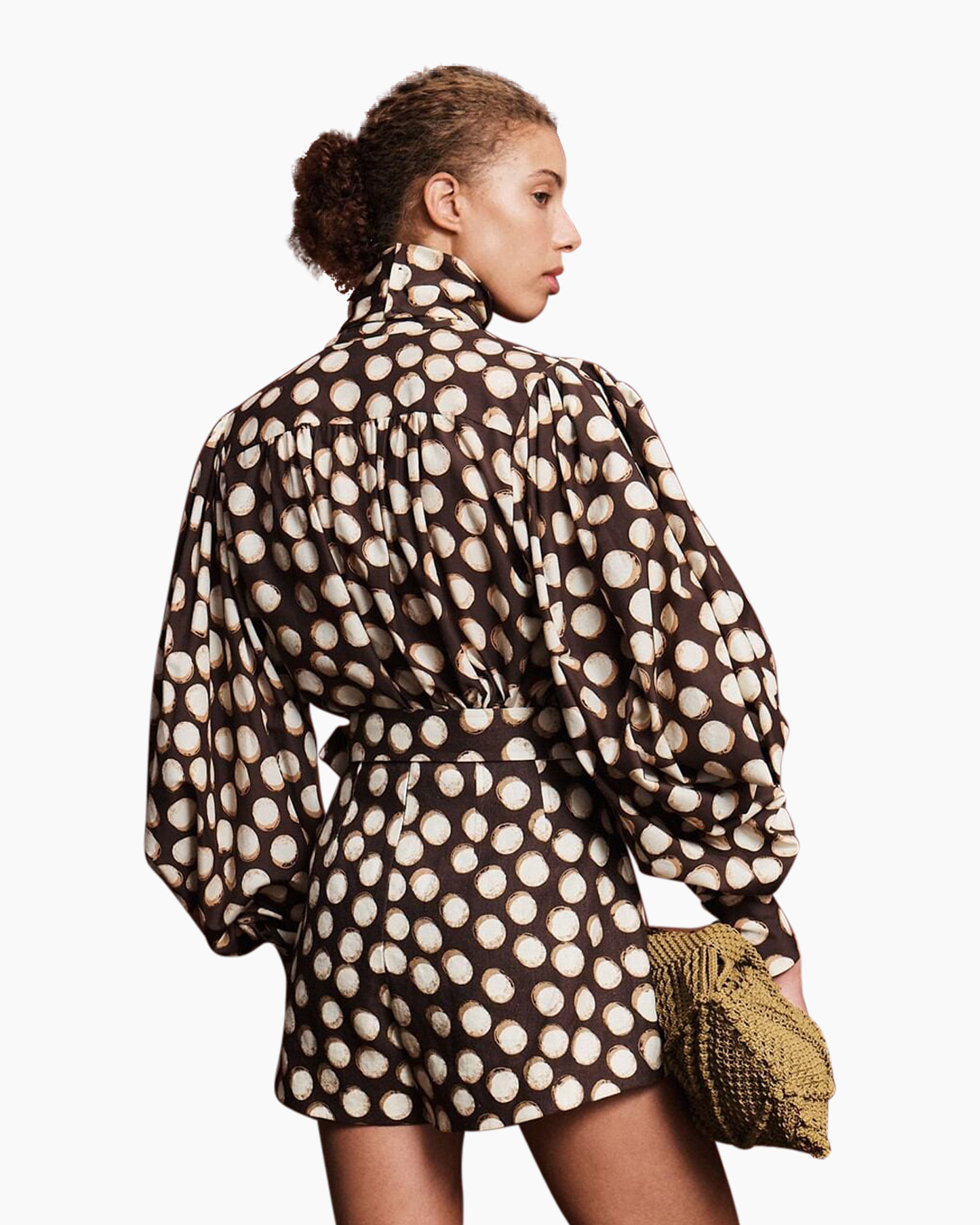 polka dot, dress, long sleeves, mini dress, belted waist