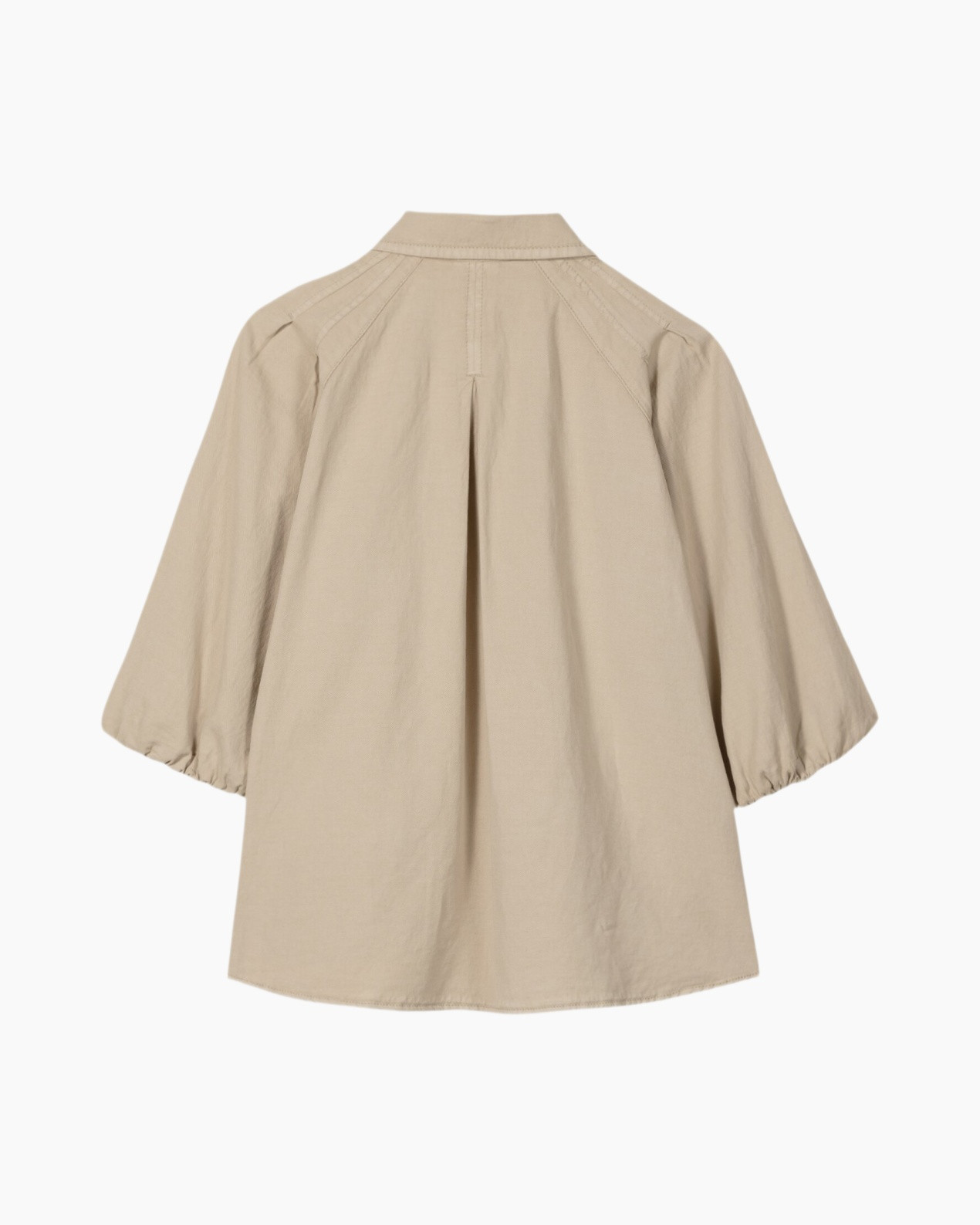 beige, blouse, pea, short-sleeve, pleat