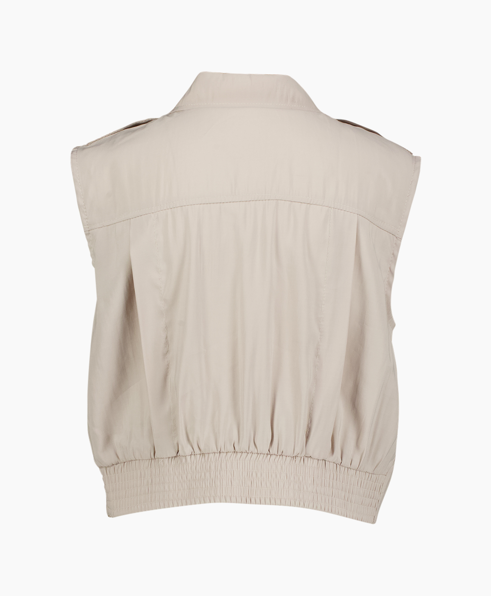 button-down, sleeveless, beige, collared, blouse