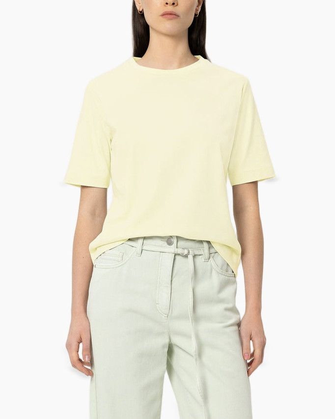 t-shirt, short sleeves, crew neck, pale yellow, cotton blend
