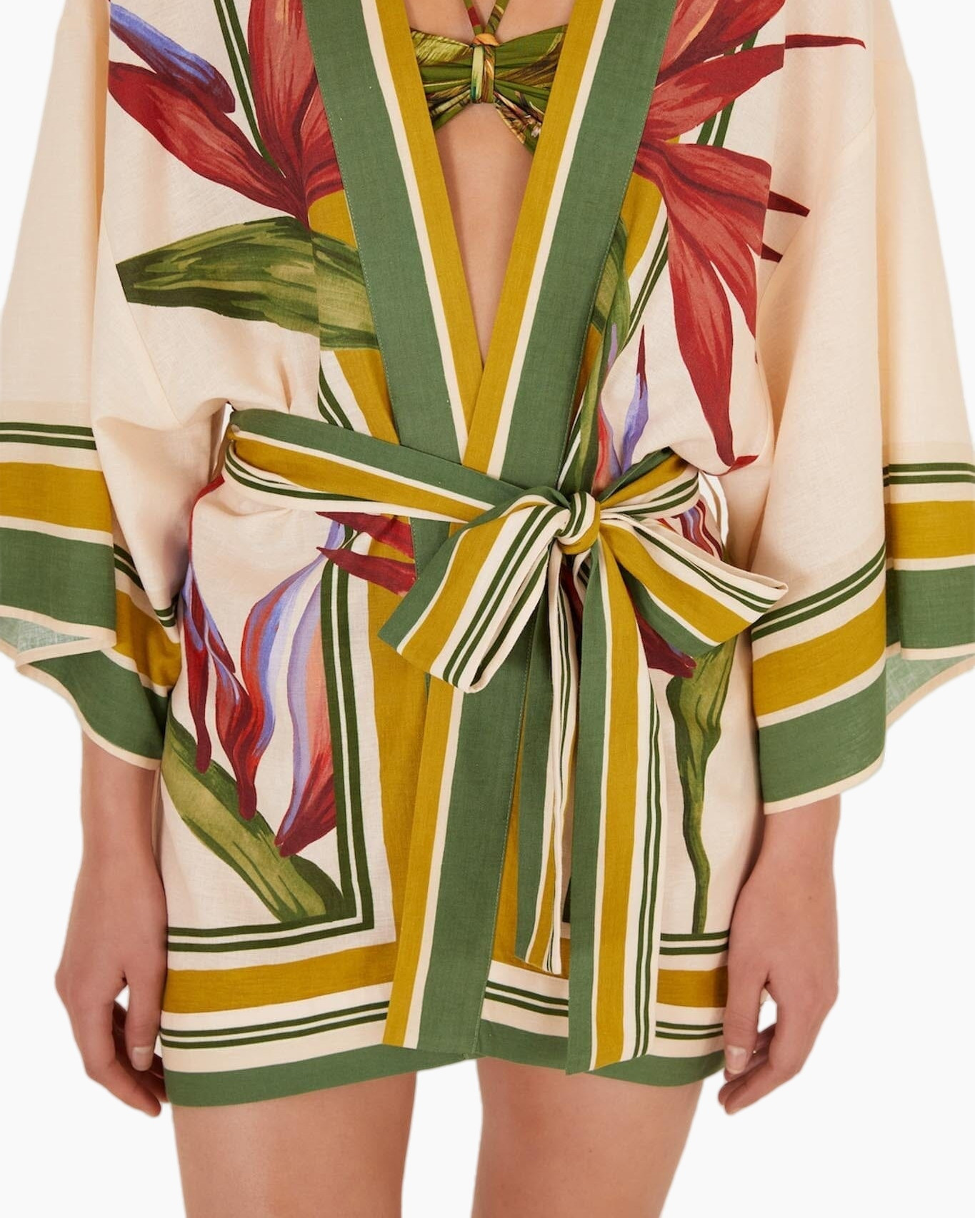 wrap dress, kimono, kimono robe, belted waist, floral pattern