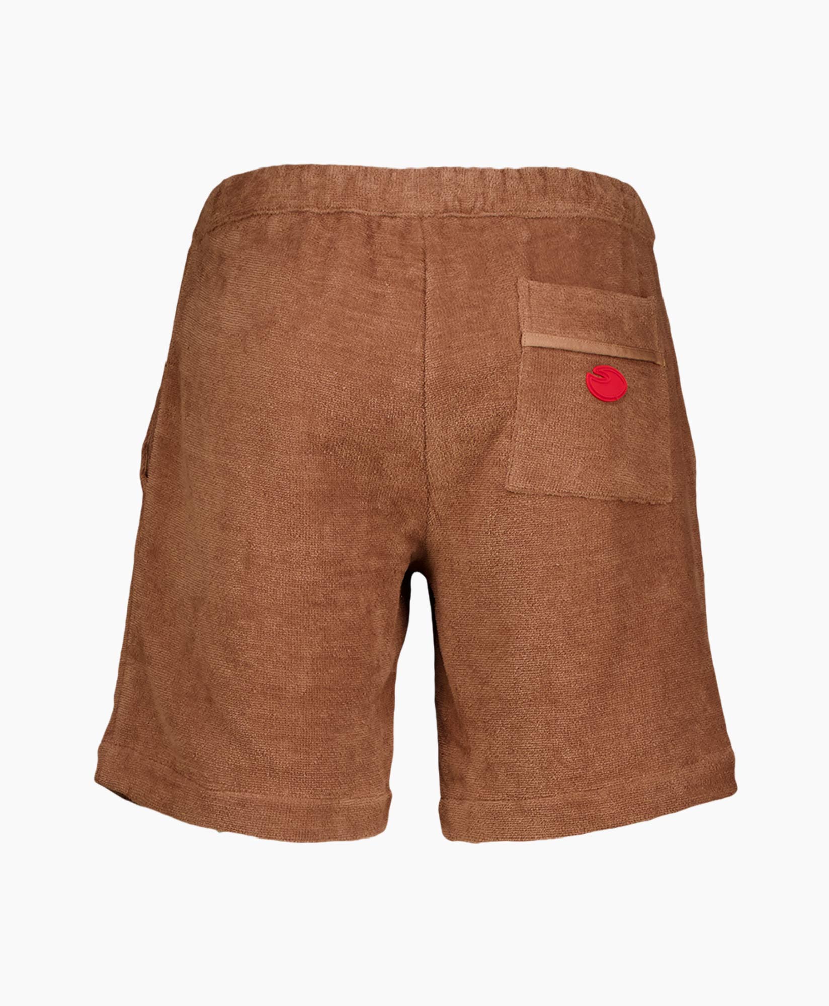 shorts, brown, corduroy, back pocket, elastic waistband