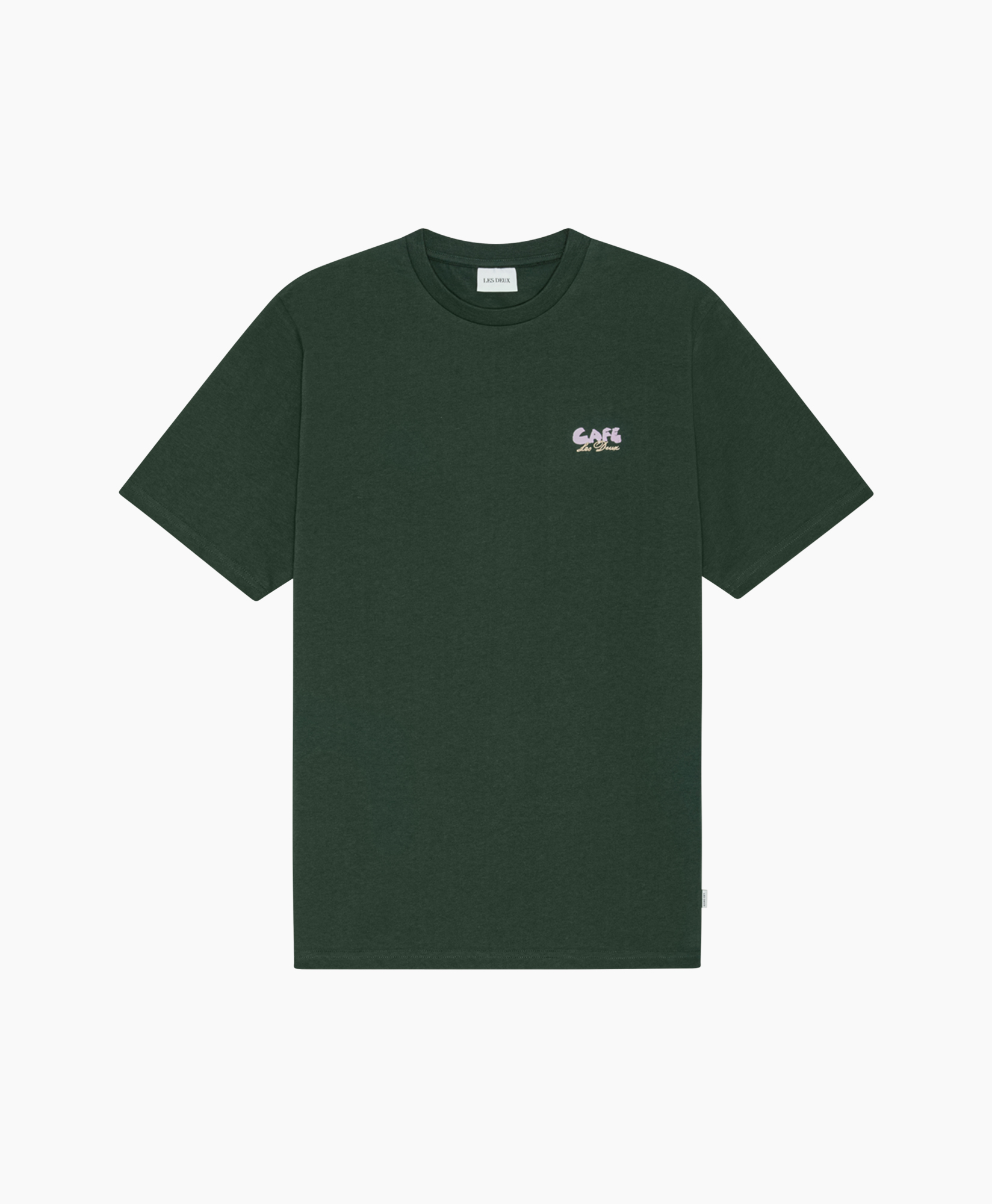t-shirt, short sleeve, dark green, crew neck, small logo