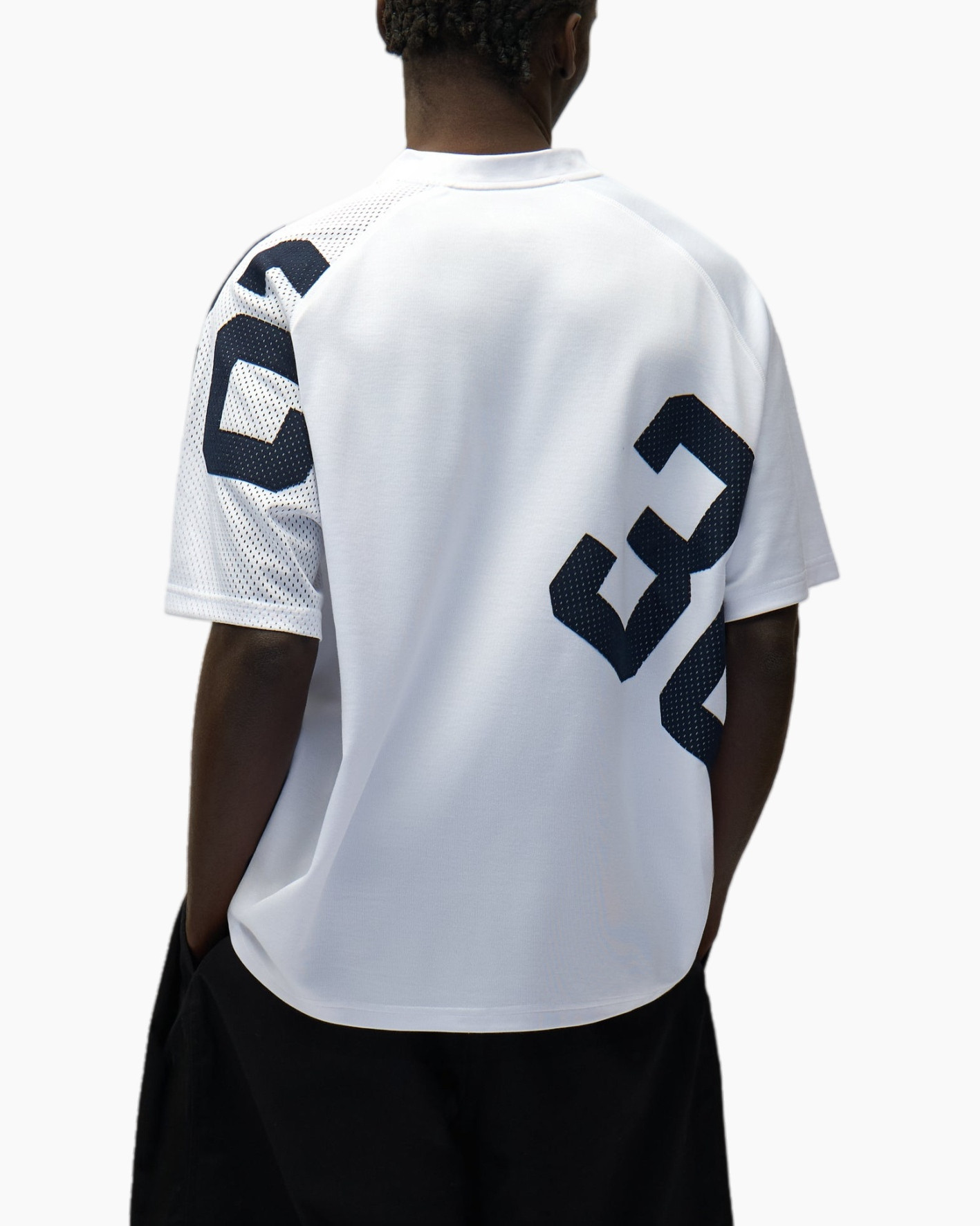 jersey, mesh, number 32, white, short sleeve