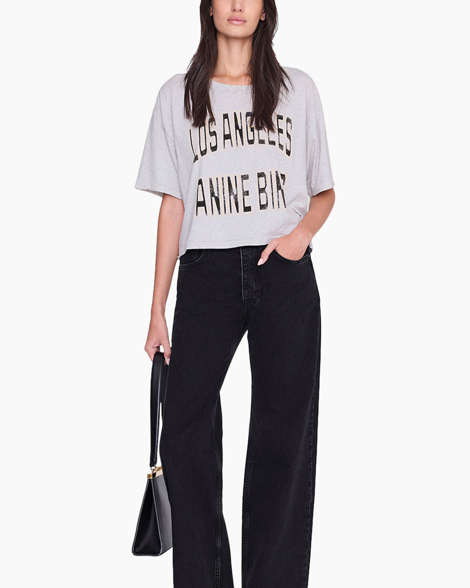 graphic tee, loose fit, short sleeve, gray, bold text