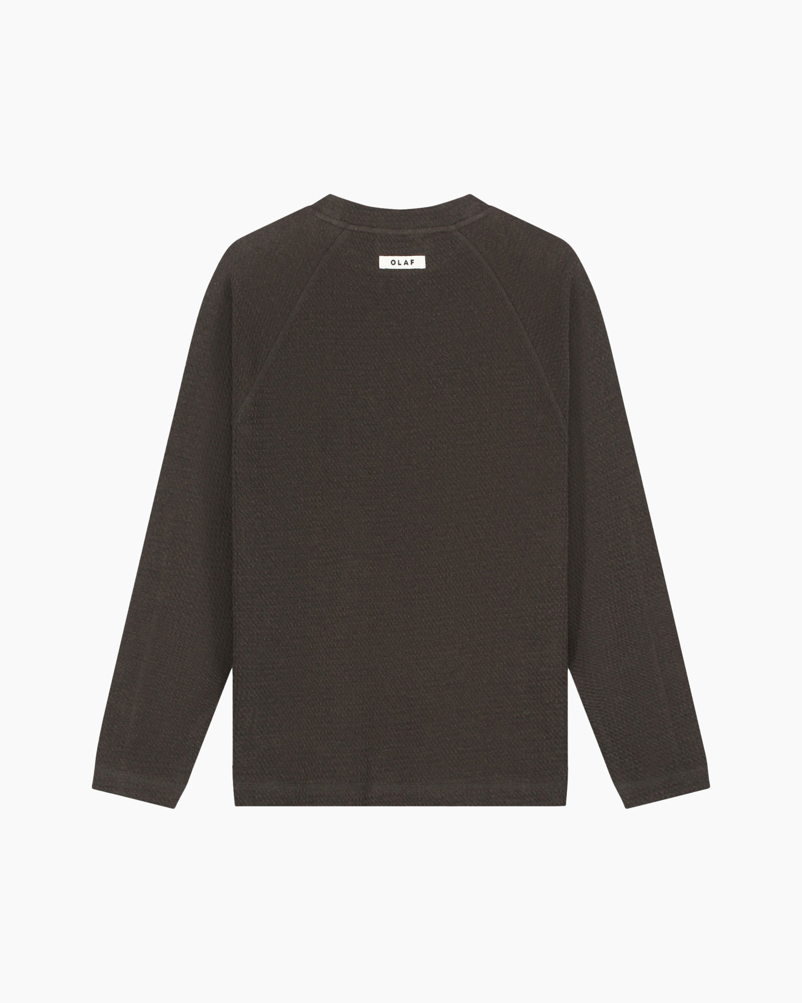 sweater, long-sleeve, dark brown, knit, crew neck