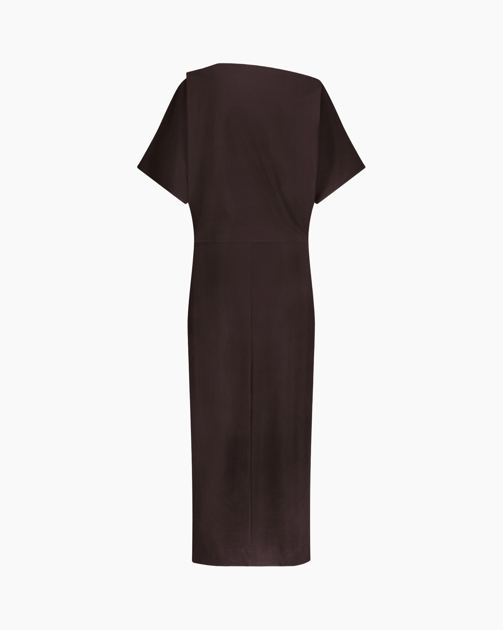 dress, mid-length, short-sleeve, brown, solid