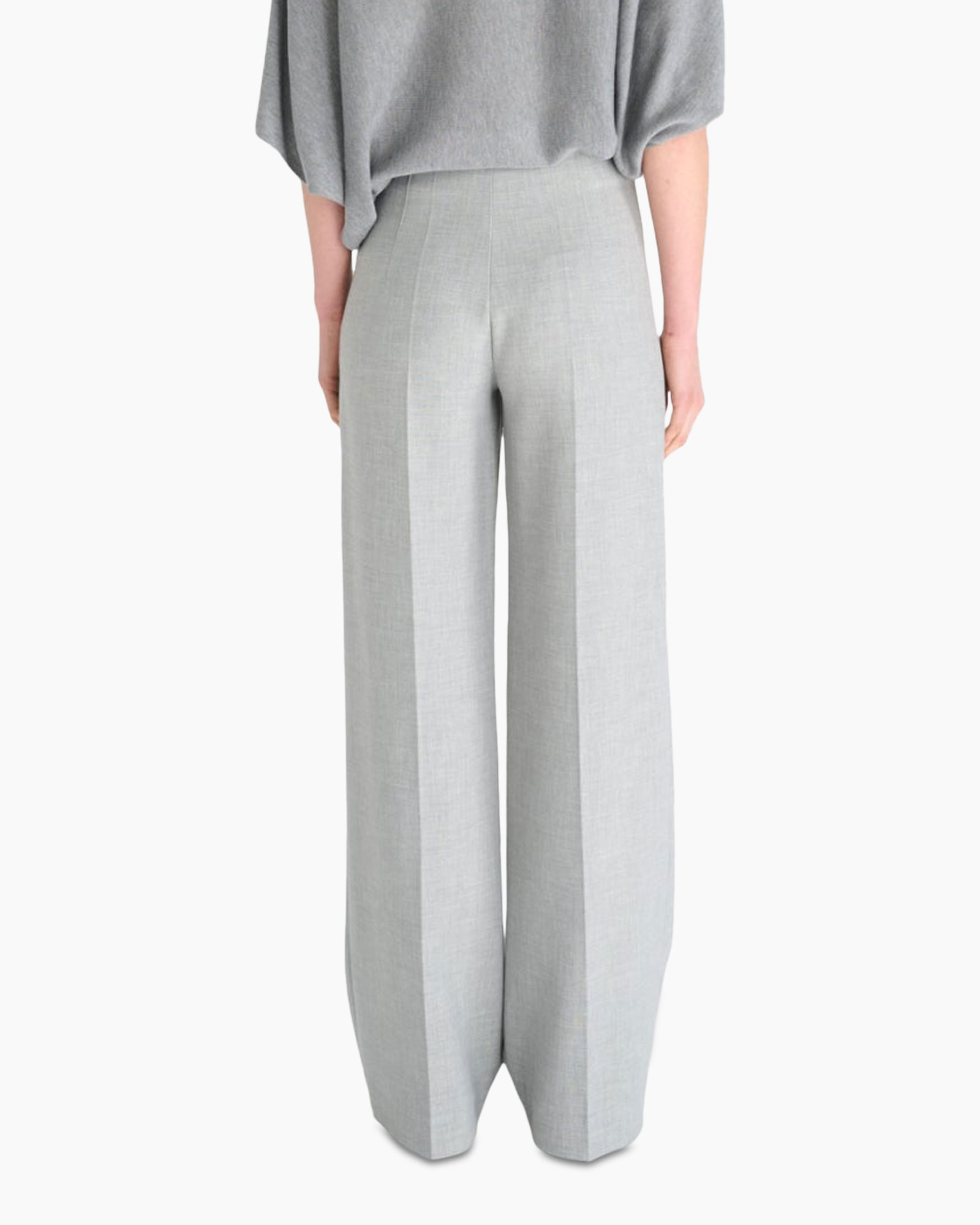 trousers, wide-leg, light gray, linen blend, high waist
