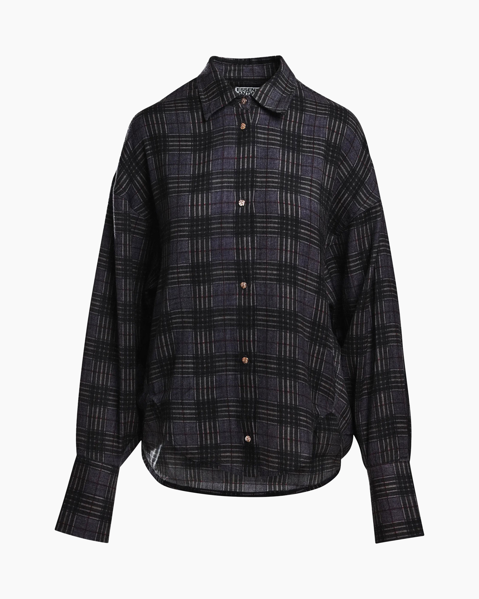 plaid shirt, buttoned, long sleeve, dark plaid, linen blend