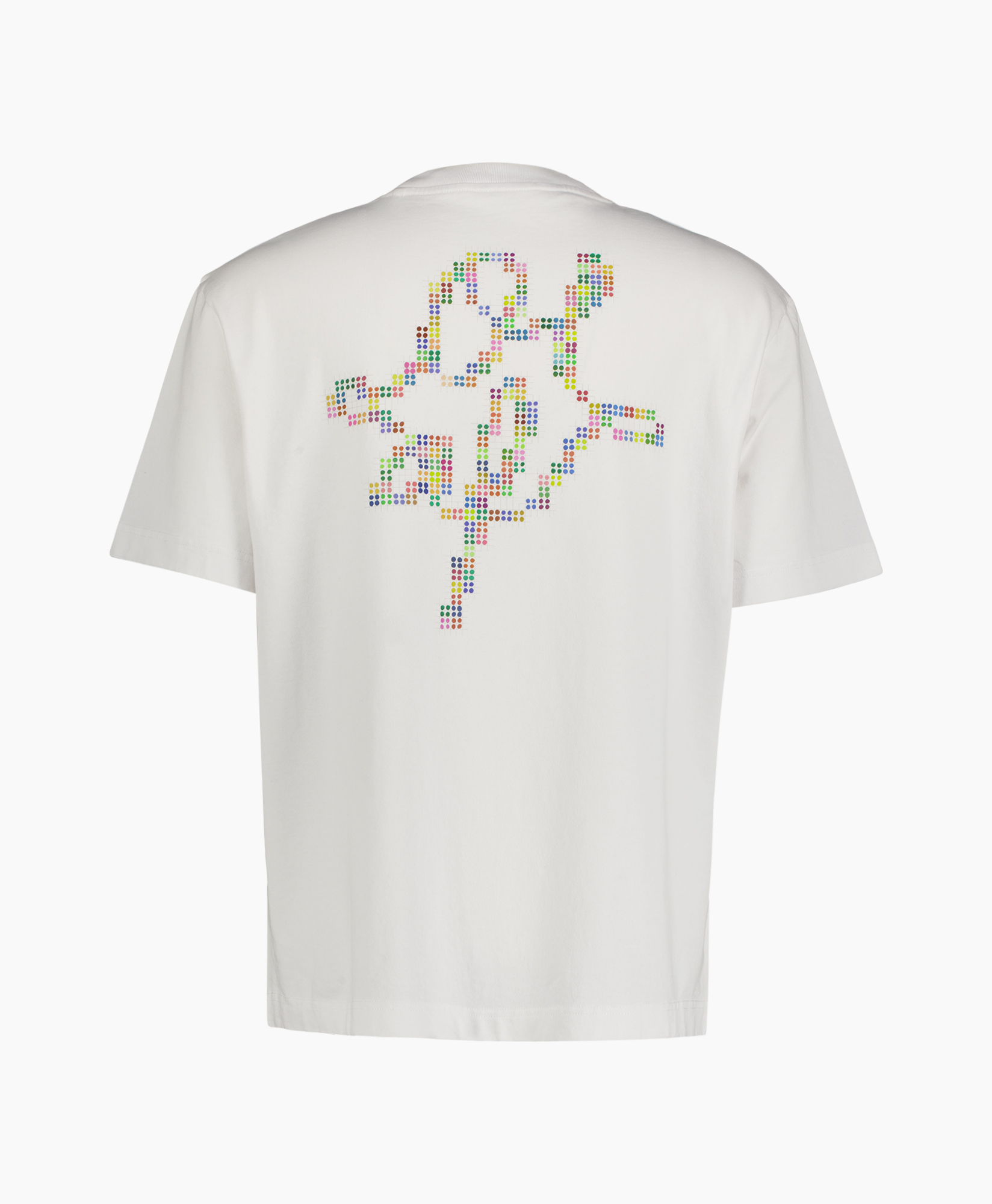 t-shirt, back print, short sleeve, white, multicolor