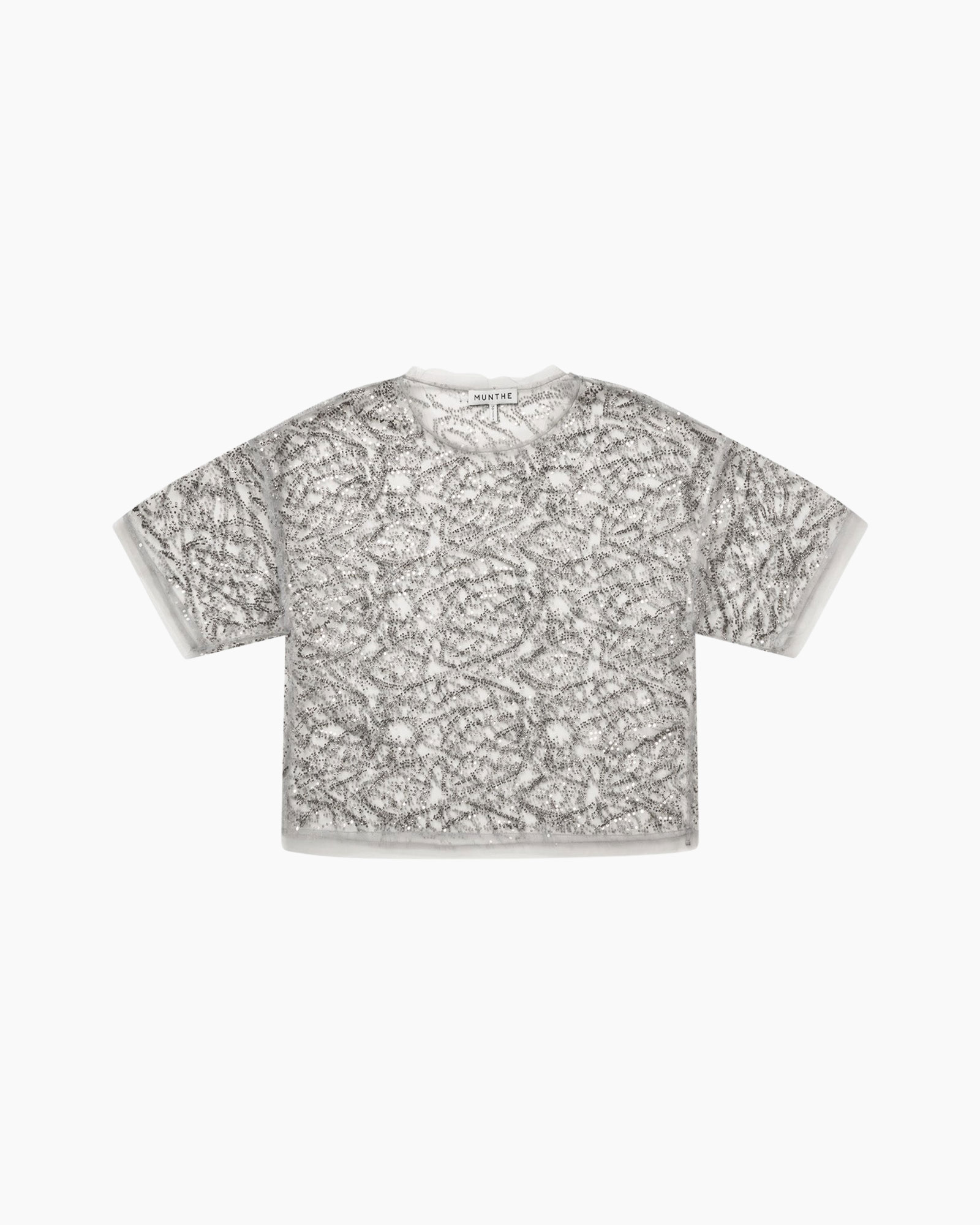 top, t-shirt, silver, glitter, short-sleeve