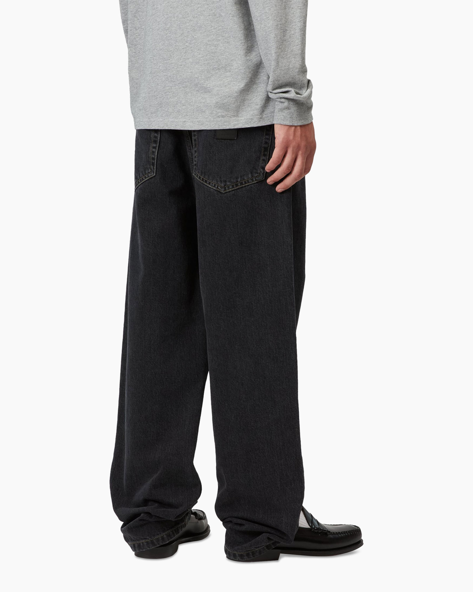 pants, baggy jeans, loose fit, denim, dark wash