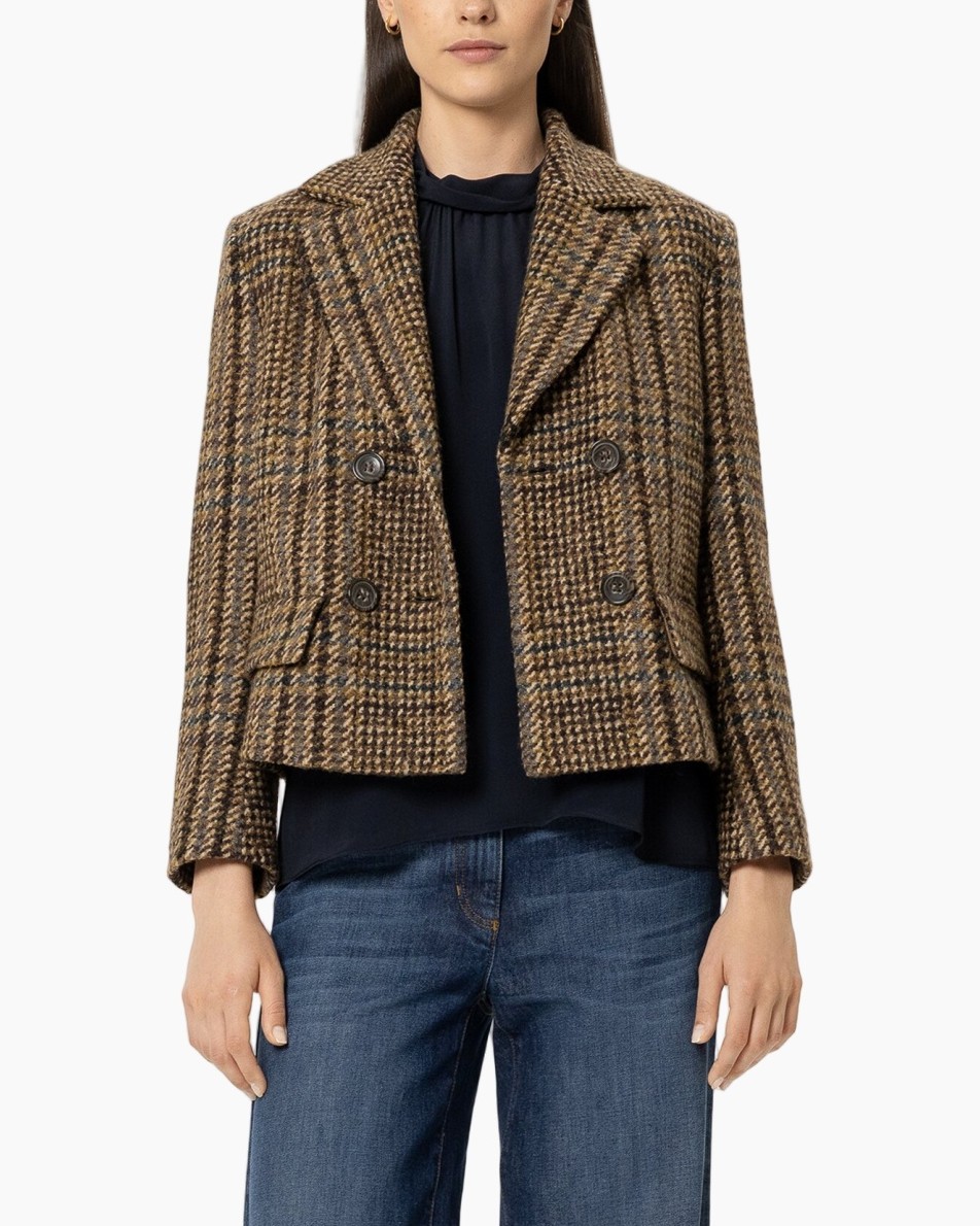 blazer, plaid, double-breasted, houndstooth, woven