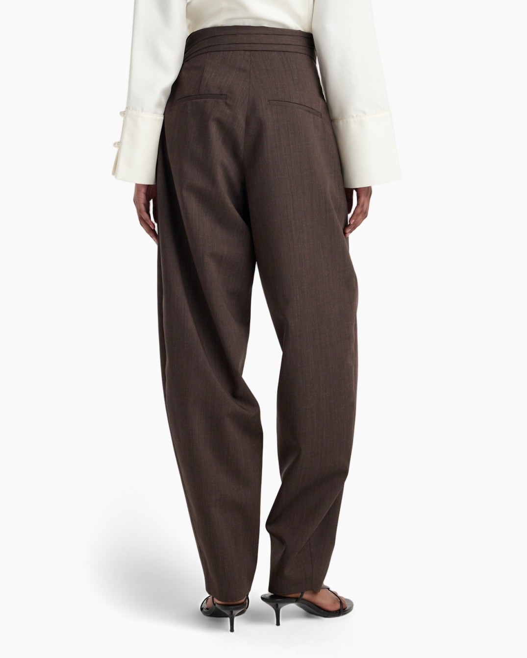 pants,  Wide-leg, brown, tuck, tie-waist