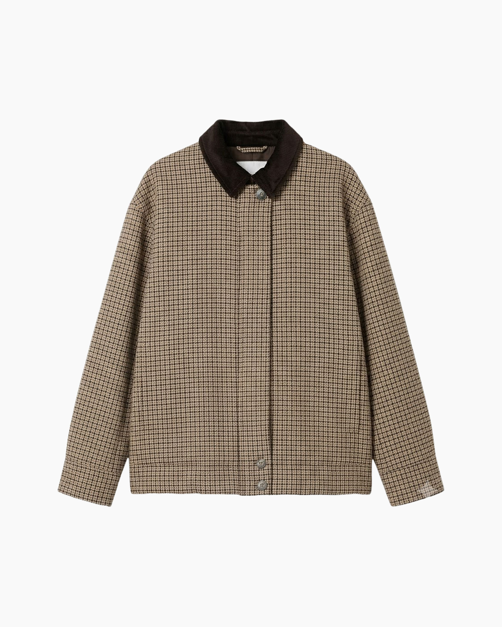 coat, plaid, houndstooth, brown, collar