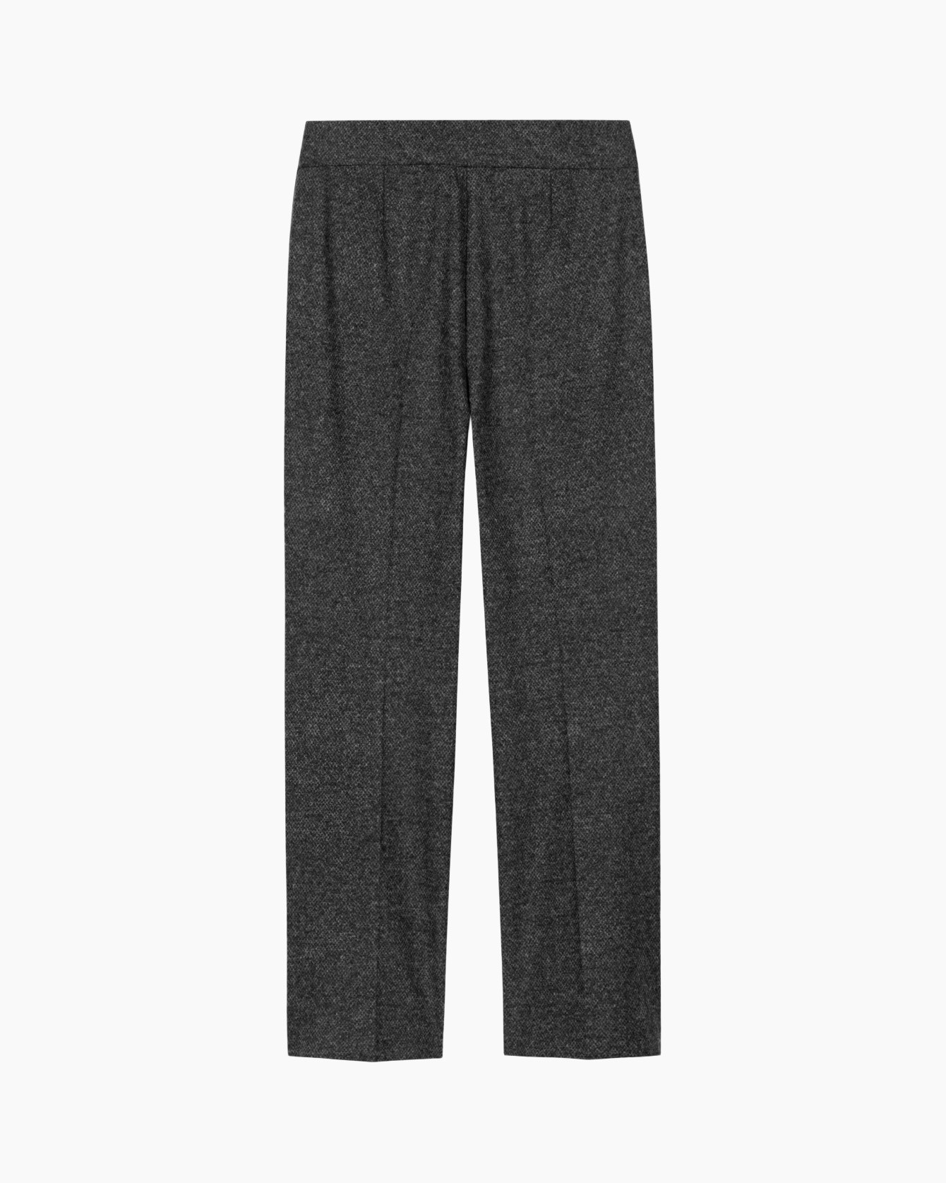 trousers, pants, dark gray, woven, elastic waistband