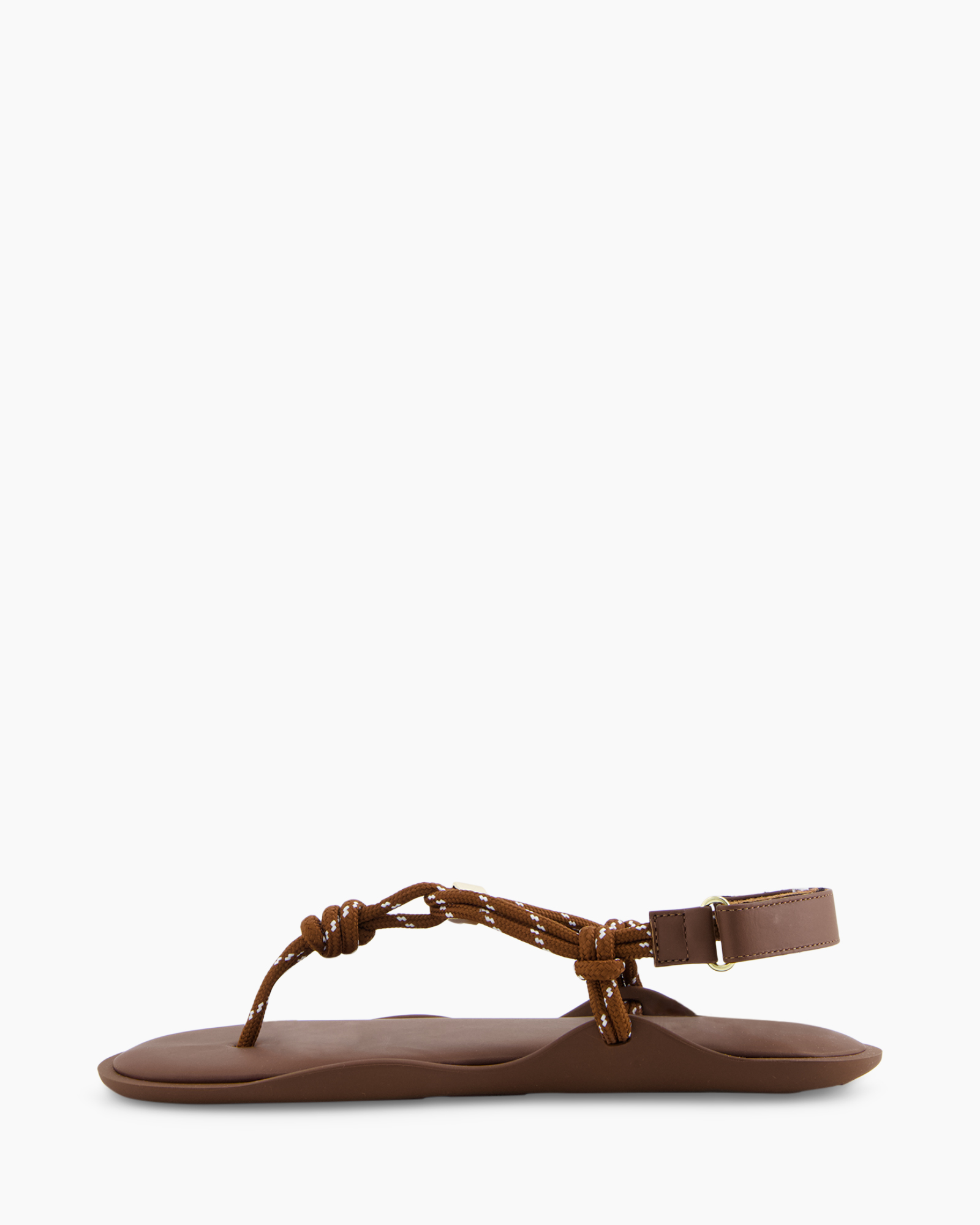 sandals, toe-ring, ankle-strap, flat, brown