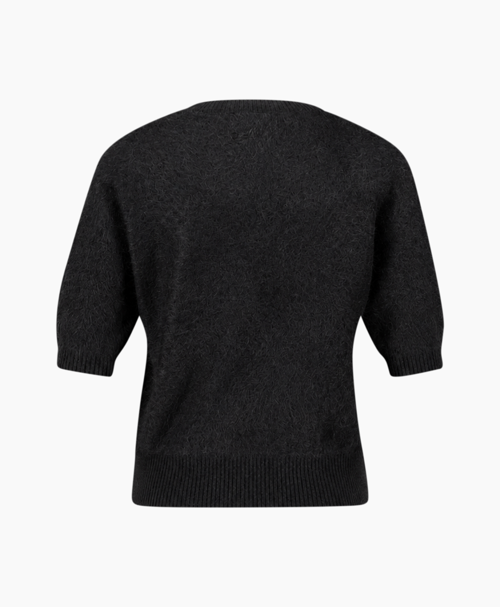 pullover, knit, black, short sleeve,  textured