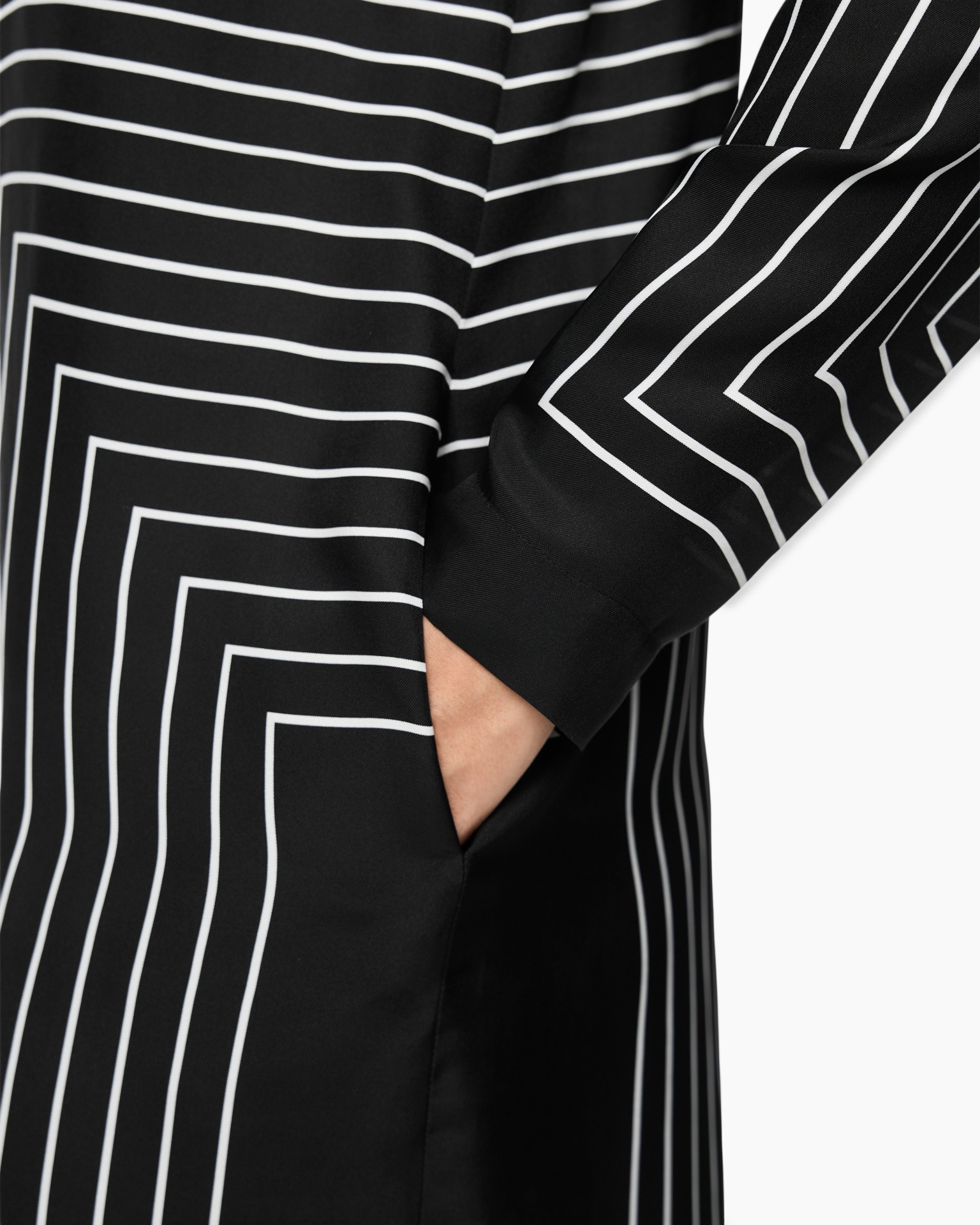 striped, black, long-sleeve, pocket, geometric