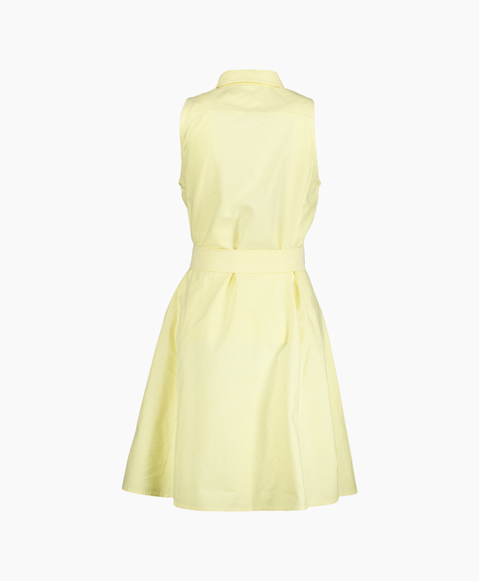 dress, sunny yellow, sleeveless, cinched waist, skirt