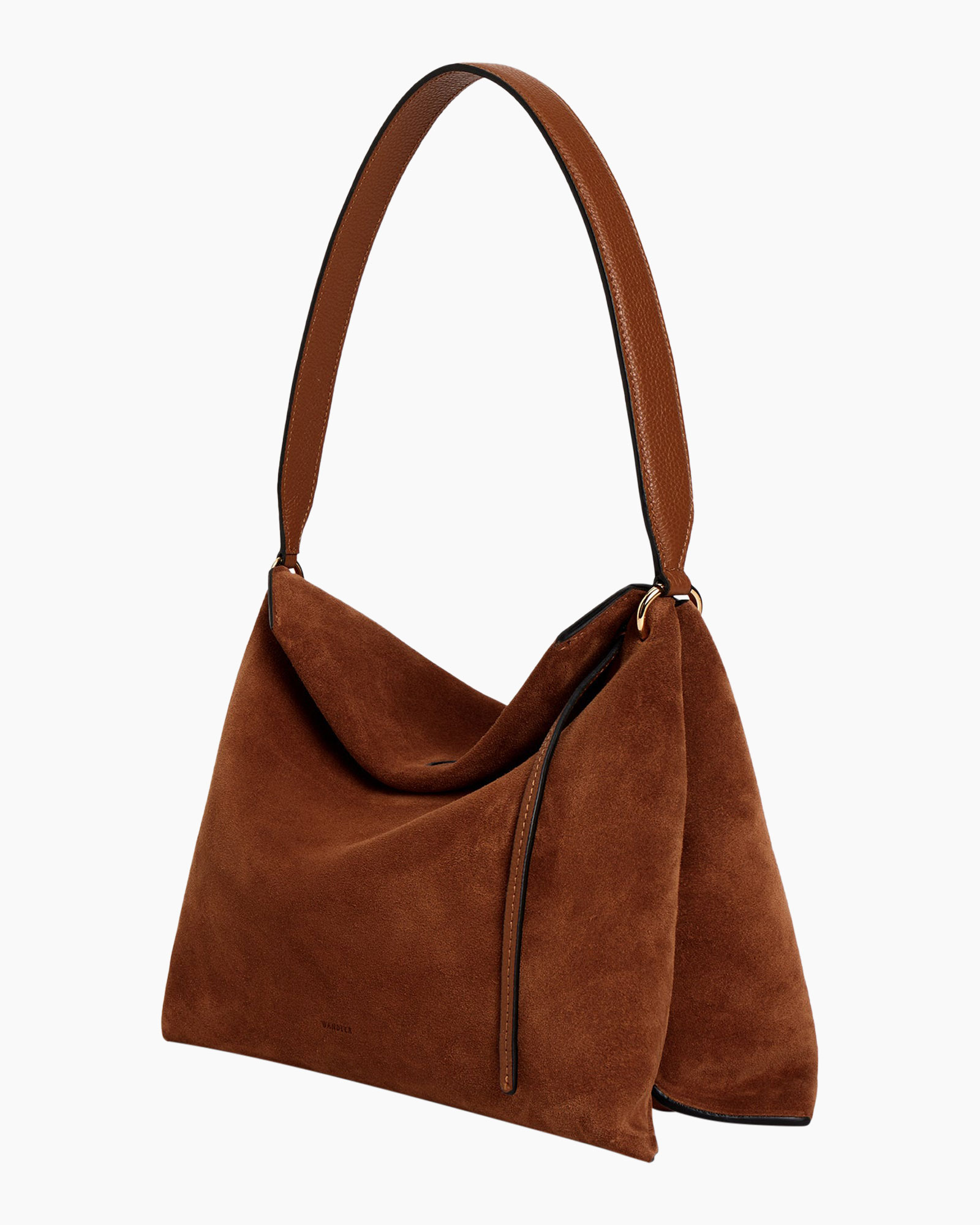 handbag, shoulder bag, brown, suede, zippered pocket