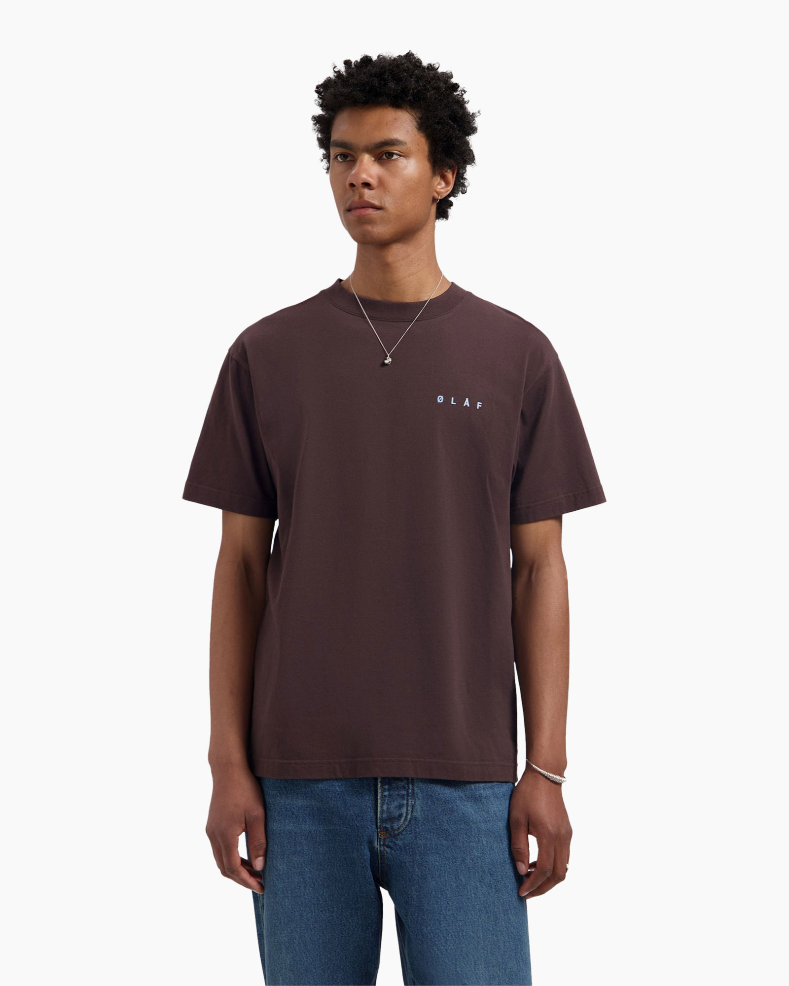 t-shirt, short sleeve, crew neck, solid color, brown