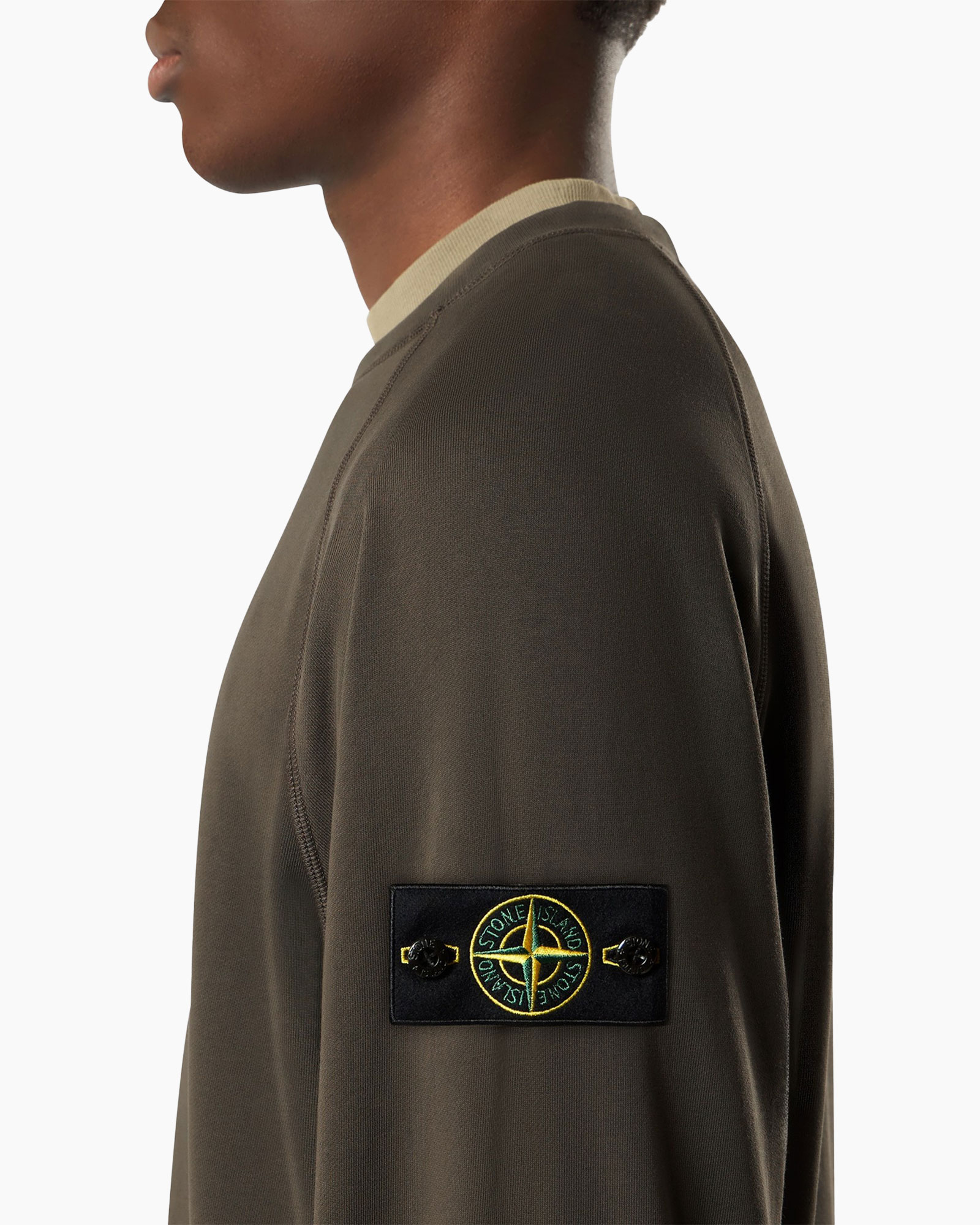 sleeve patch, emblem, long-sleeve, olive green, knit jersey