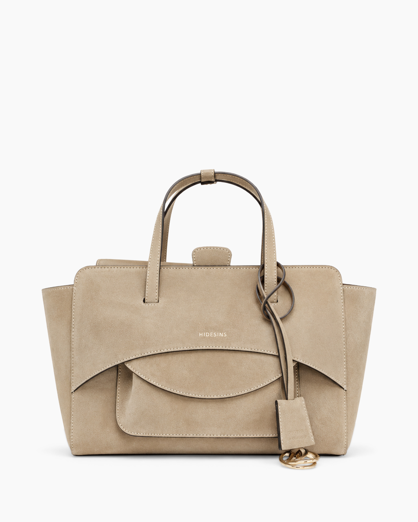 tote bag, beige, suede, handbag, double handles
