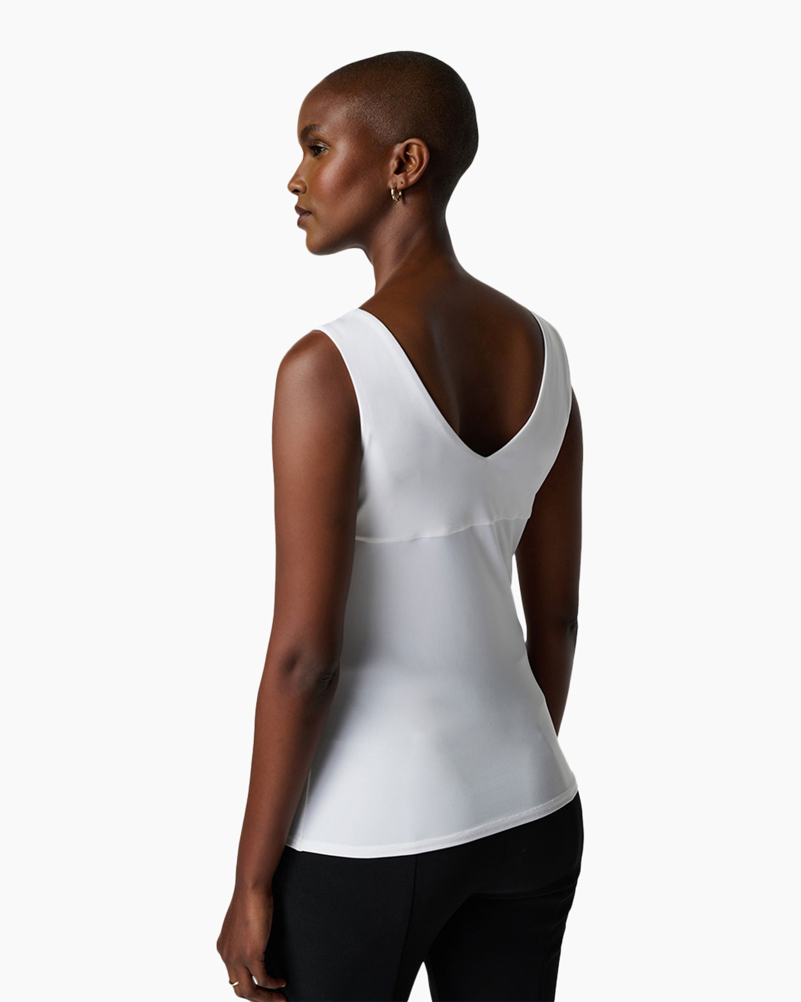 tank top, white top, sleeveless, pocketless, women's top