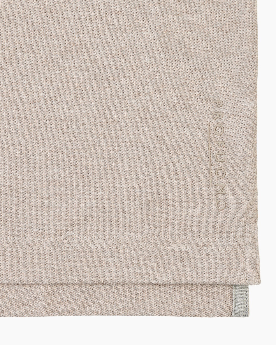 polo shirt, short sleeve, beige, knit polo, collared