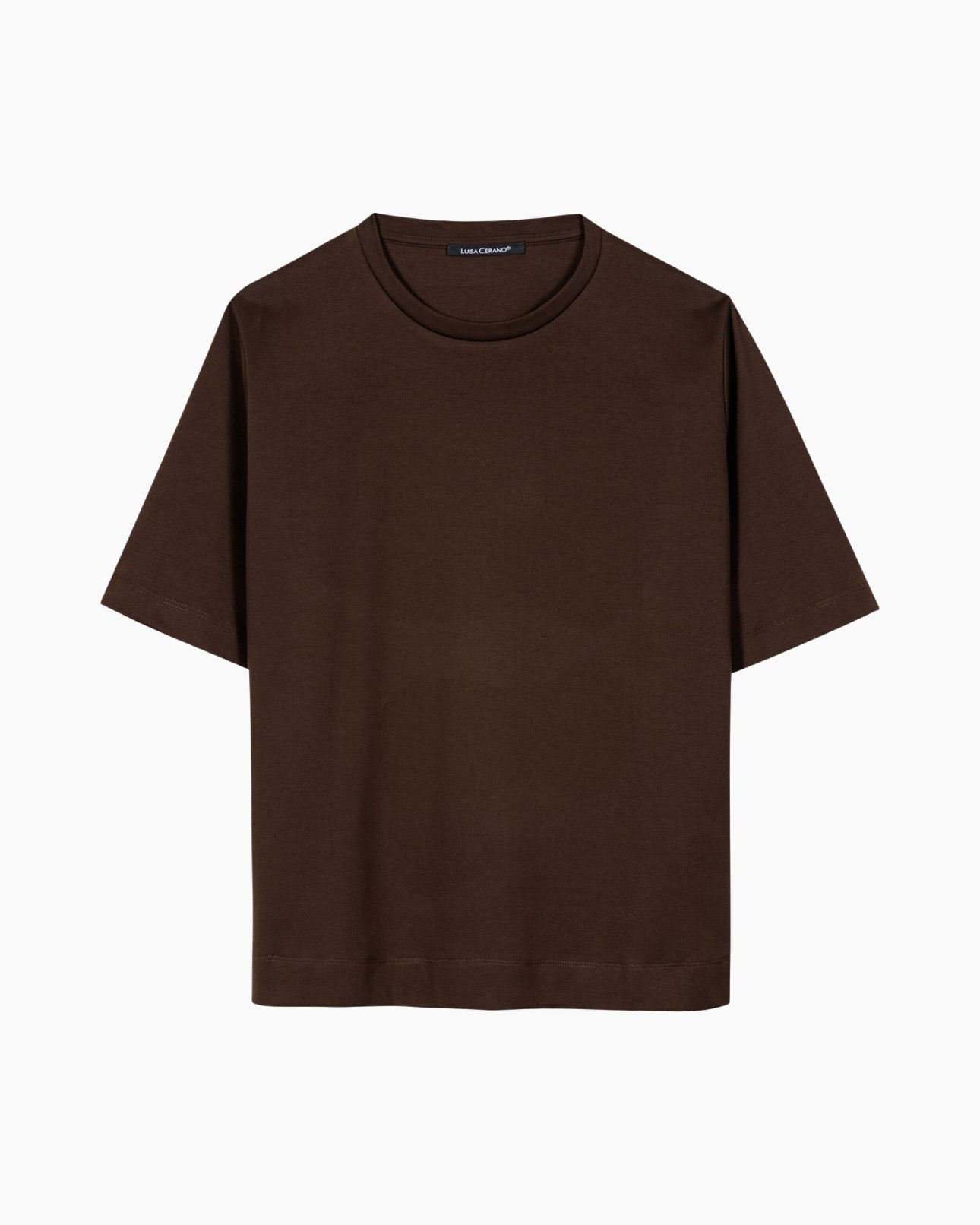 t-shirt, brown, short sleeve, crew neck, cotton