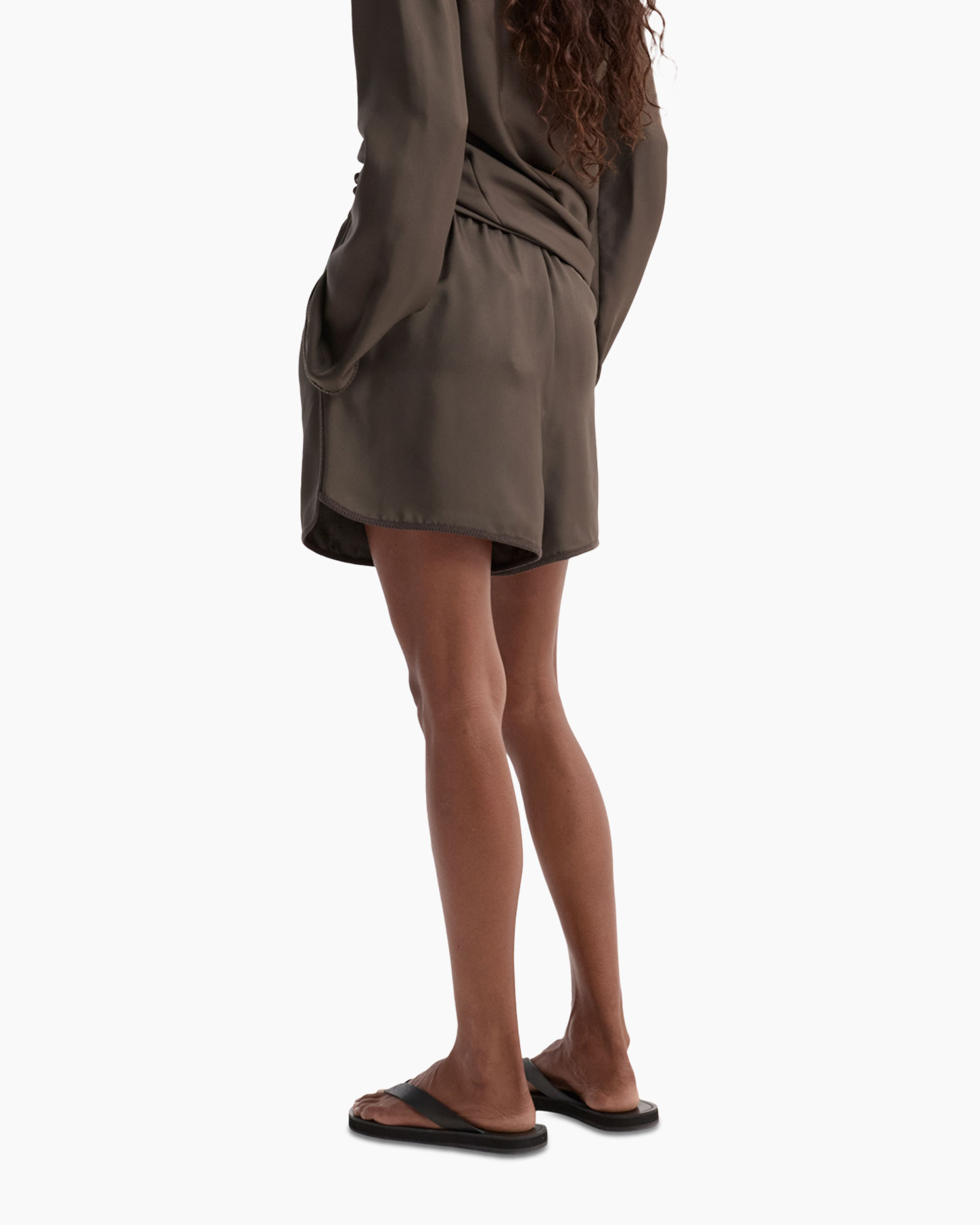 shorts, brown, drawstring, raglan, slit