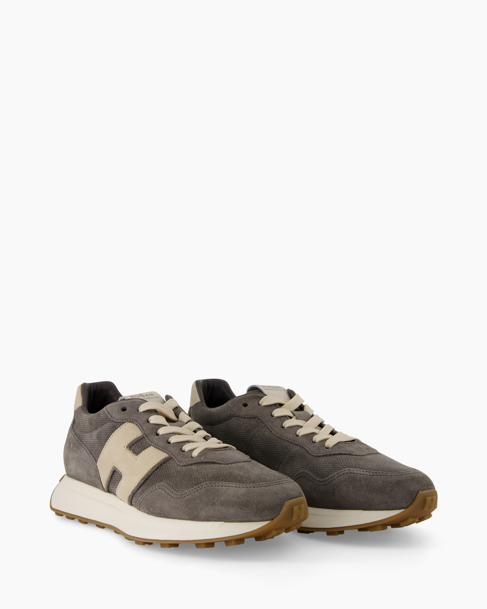 sneaker, athletic shoe, gray, mesh, suede