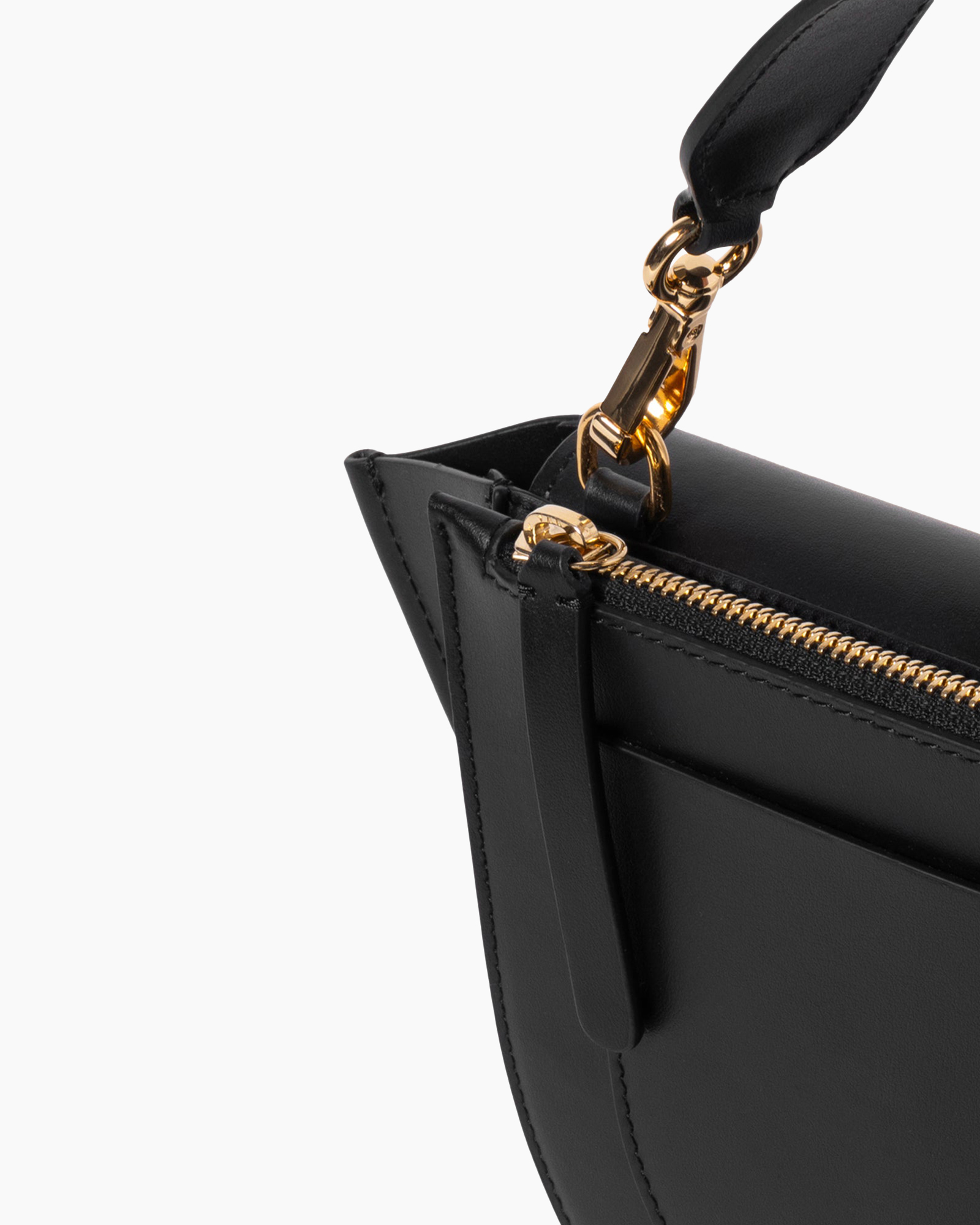 handbag, crossbody, black, zippers, gold-tone hardware