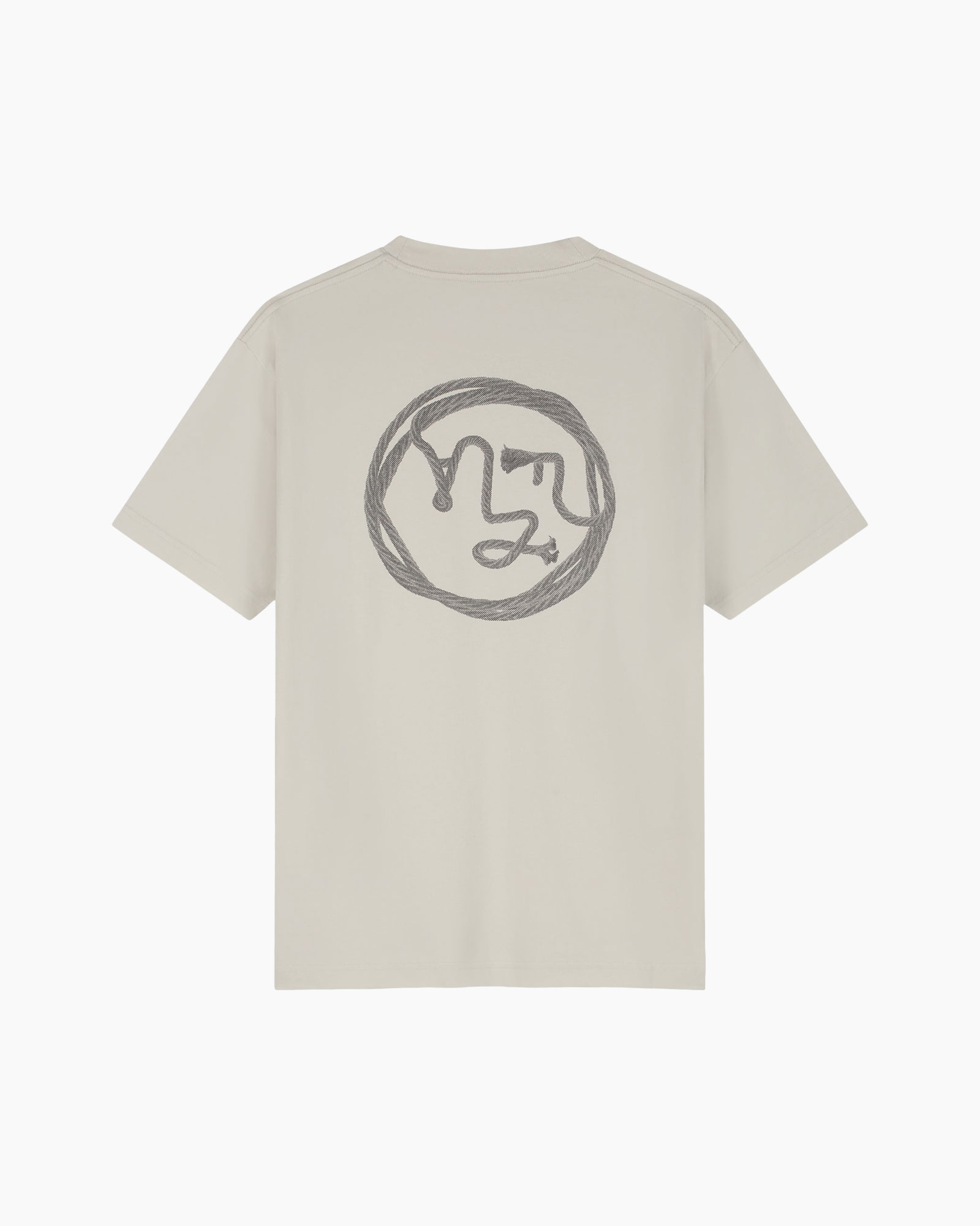 t-shirt, graphic, short-sleeve, beige, circle design
