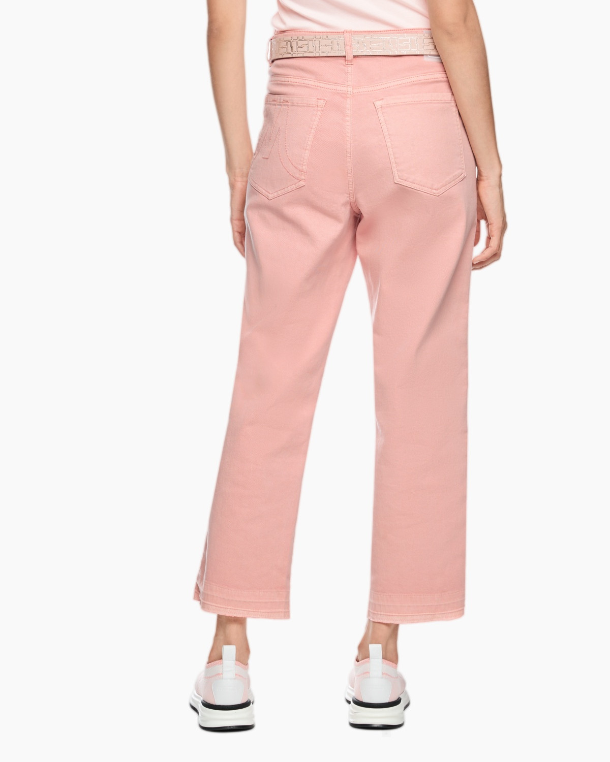 pants, pink, wide-leg, cropped, belted