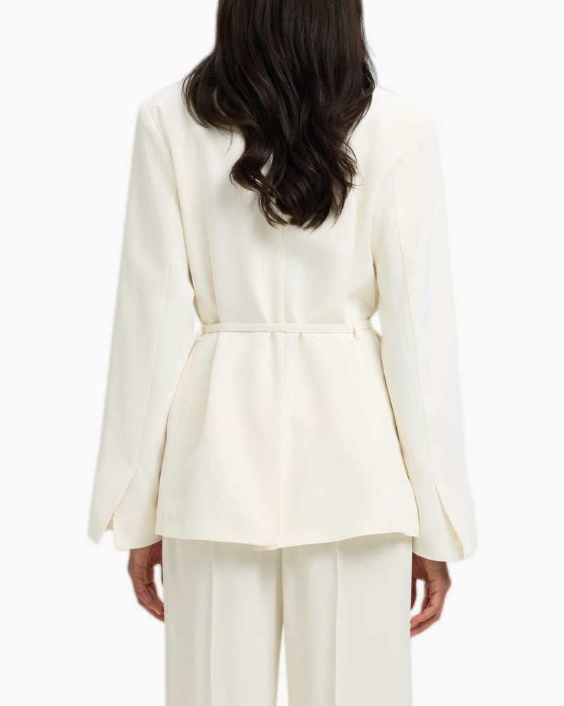 blazer, white blazer, women's blazer, single-breasted, belted